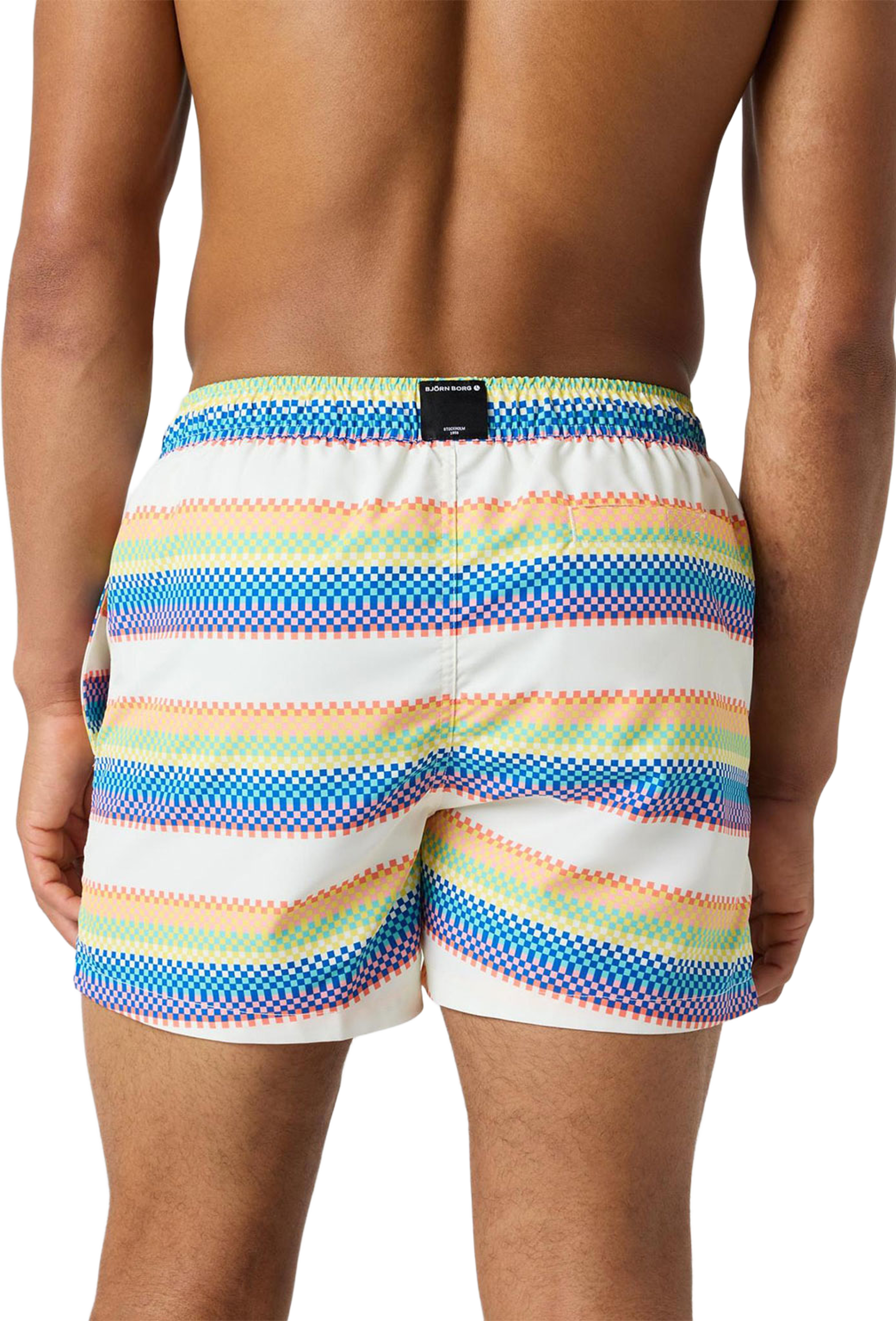Borg Print Swim Shorts, från Björn Borg, i färgen Bb Pixel Stripe 1. Klicka för att öppna bilden i stort format