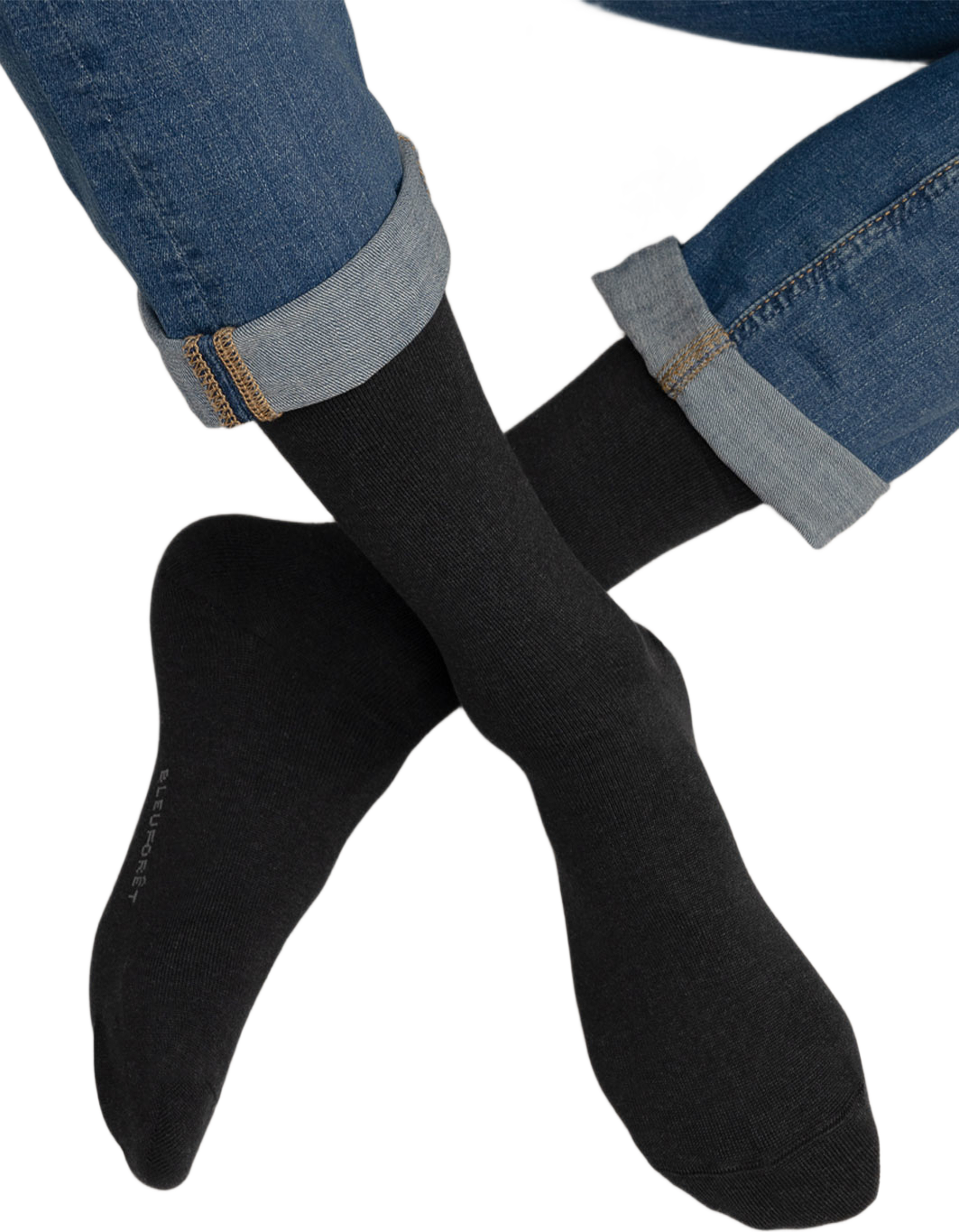 Socka i egyptisk bomull & kashmir, från BleuForêt, i färgen Noir. Klicka för att öppna bilden i stort format