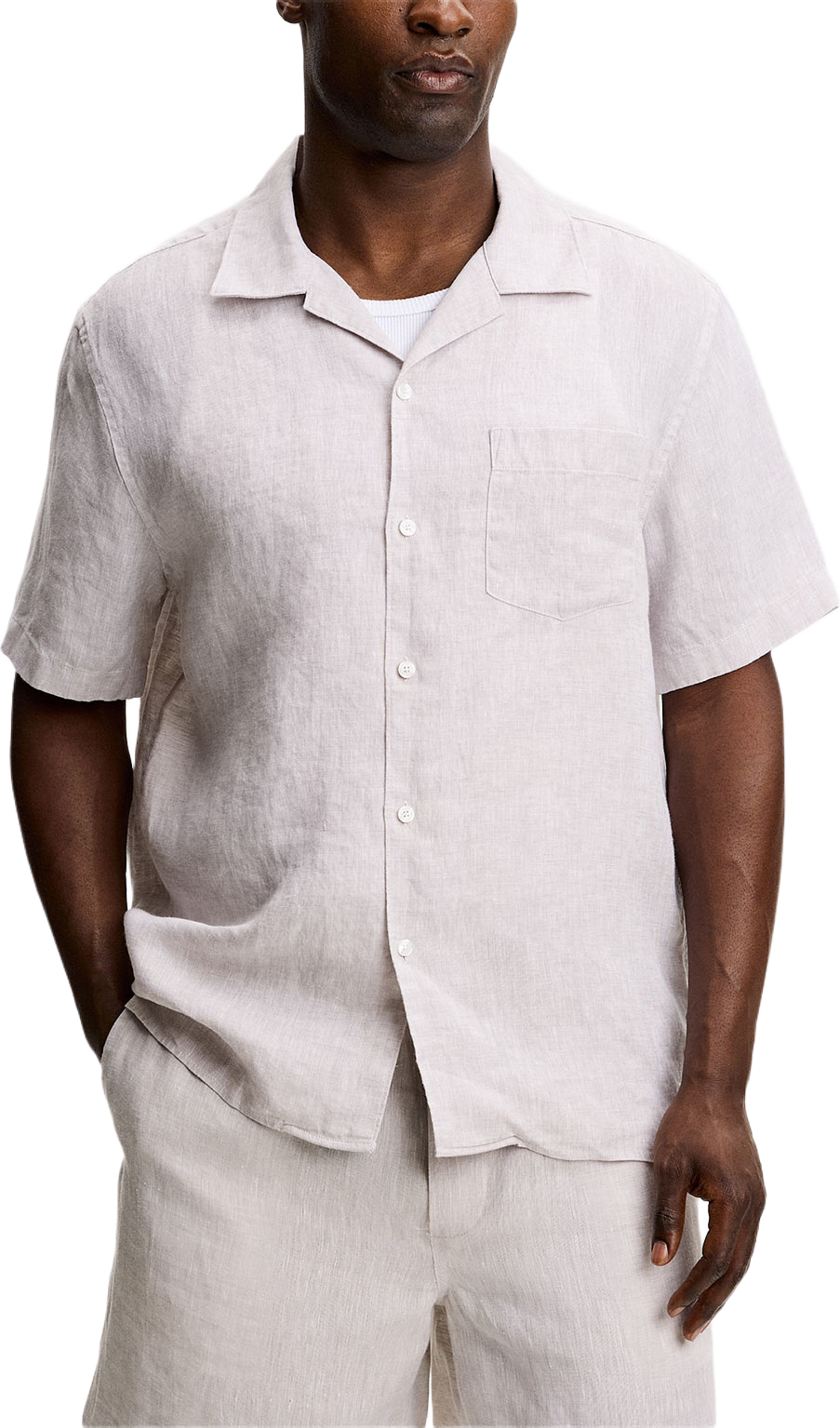 Elio Linen Shirt, från J.Lindeberg, i färgen Moonbeam. Klicka för att öppna bilden i stort format
