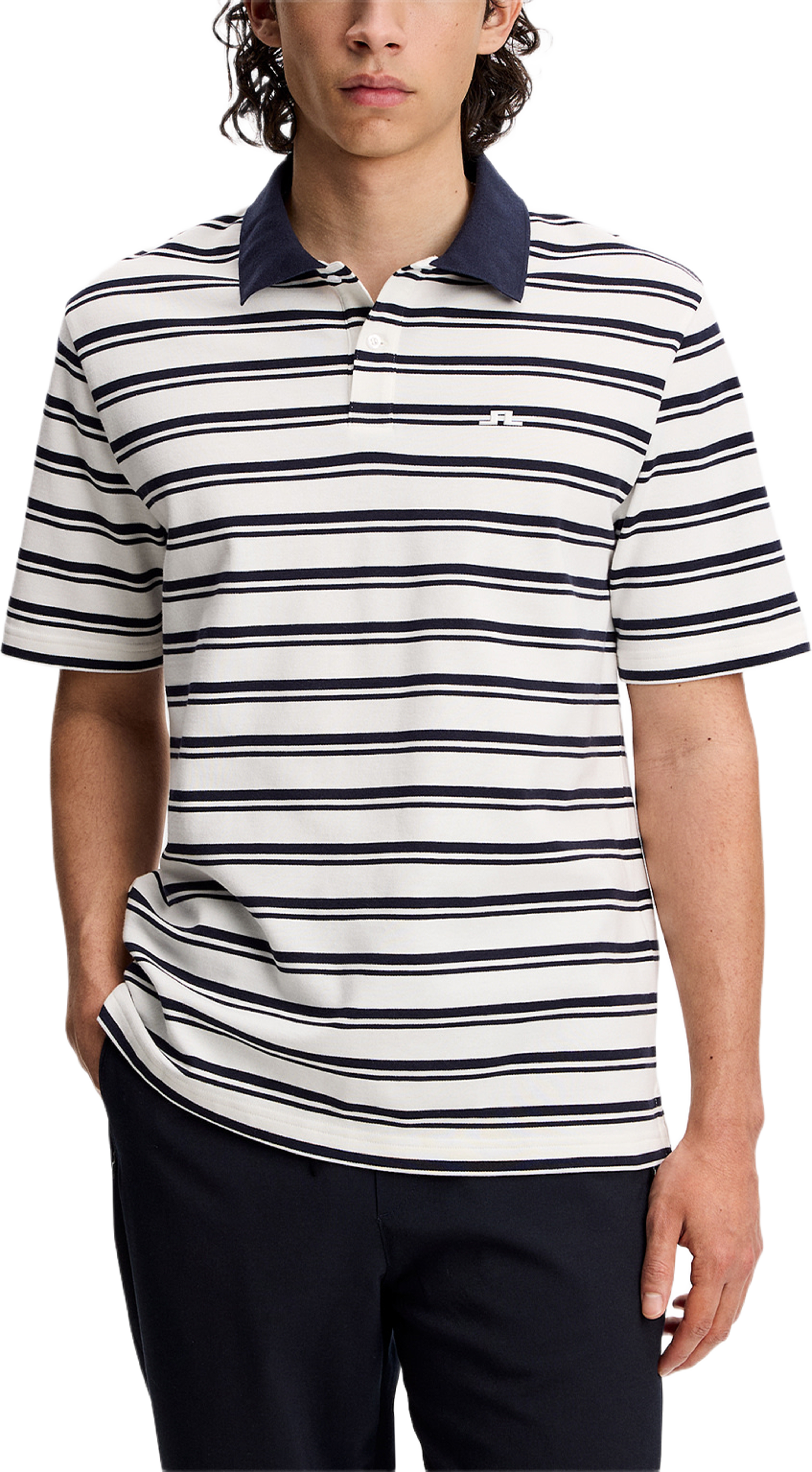 Trond Striped Polo Pique, från J.Lindeberg, i färgen Jl Navy. Klicka för att öppna bilden i stort format