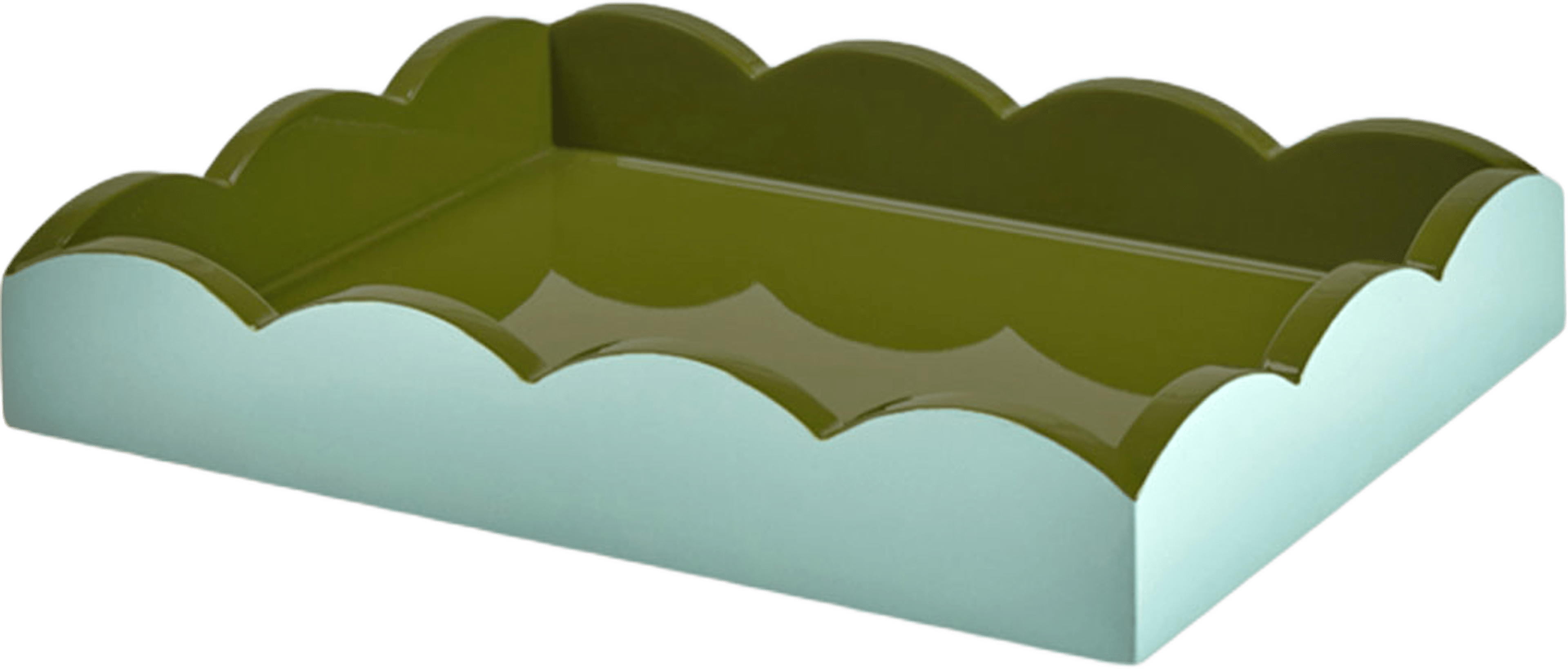 Bricka Scalloped Eau de Nil/Khak 11x8, från Addison Ross, i färgen Eau De Nil-khaki. Klicka för att öppna bilden i stort format