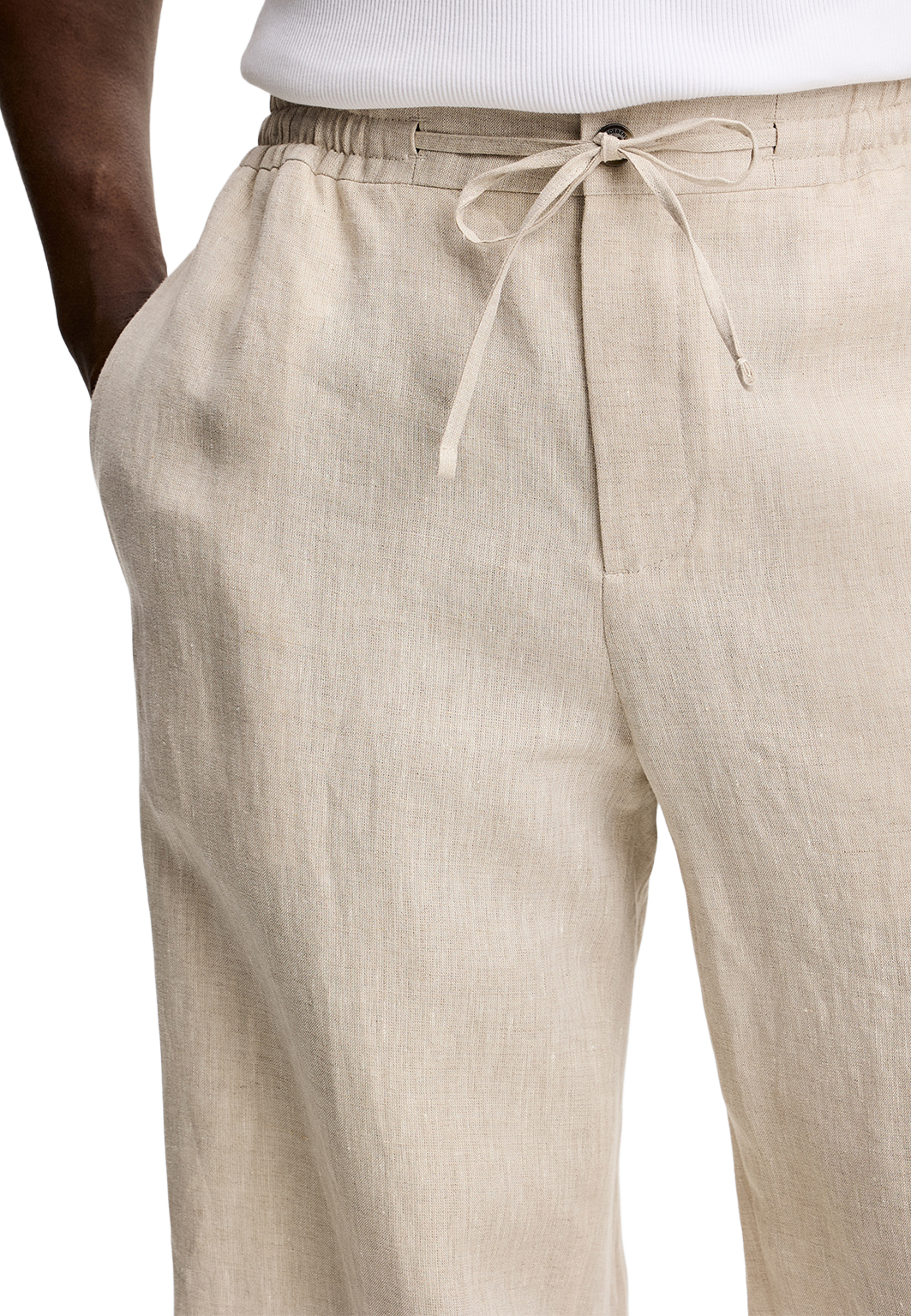 Noah Drape Linen Pants, från J.Lindeberg, i färgen Moonbeam. Klicka för att öppna bilden i stort format