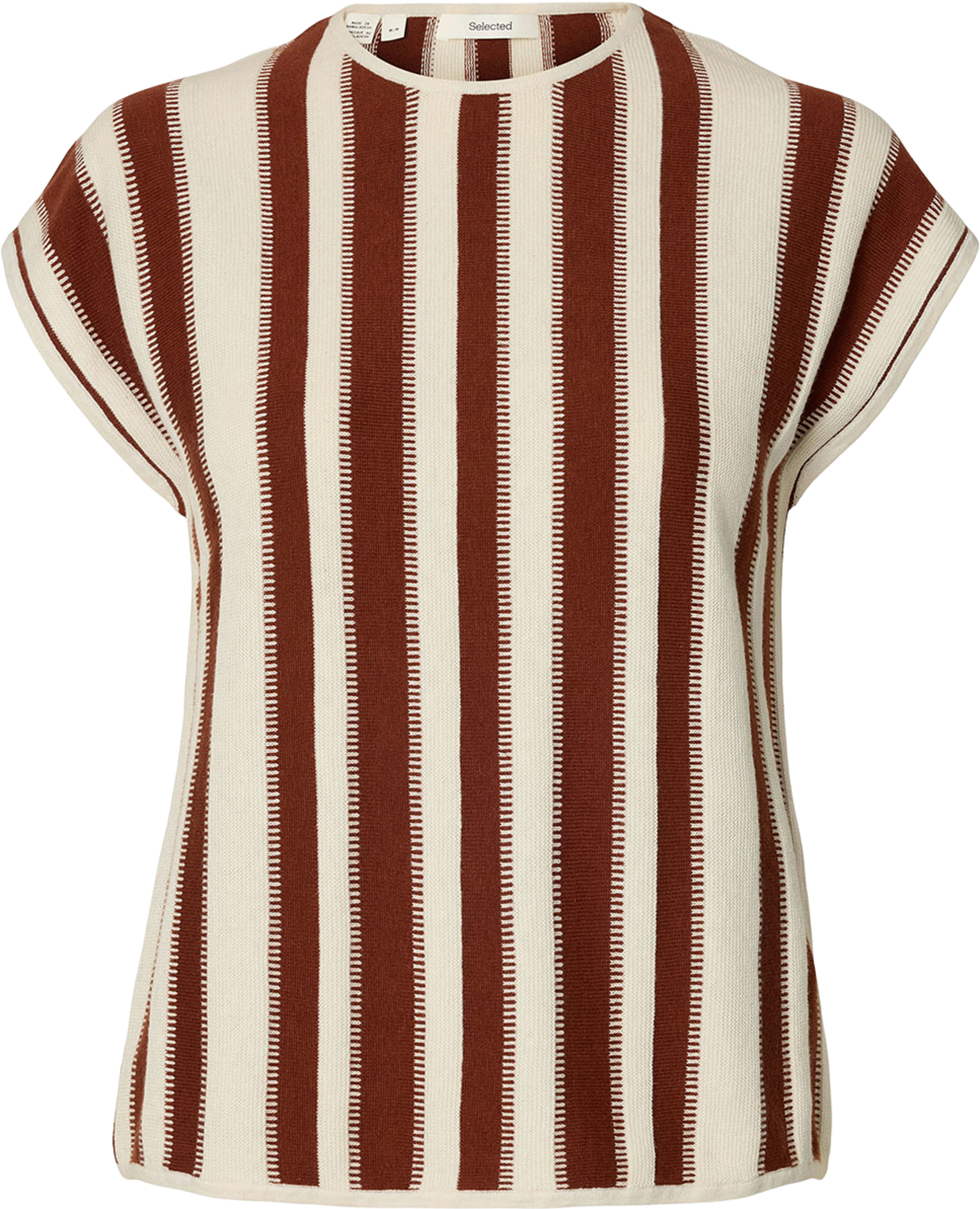 Lina Knit O-Neck Top, från Selected, i färgen Birch Cherry Mahogany. Klicka för att öppna bilden i stort format