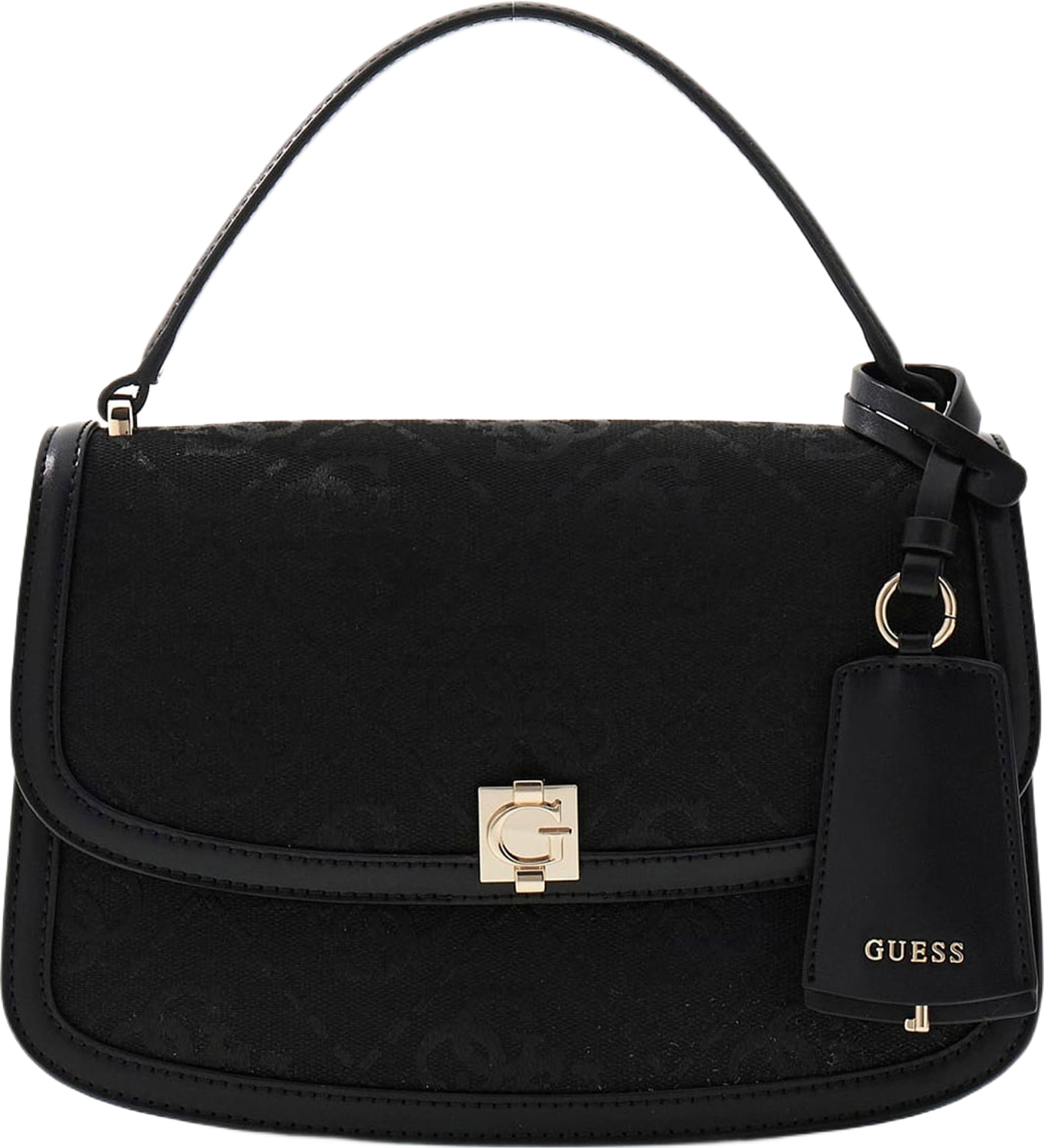 Audrey Logo Converable Crossbody Flap Bag, från Guess, i färgen Black Logo. Klicka för att öppna bilden i stort format