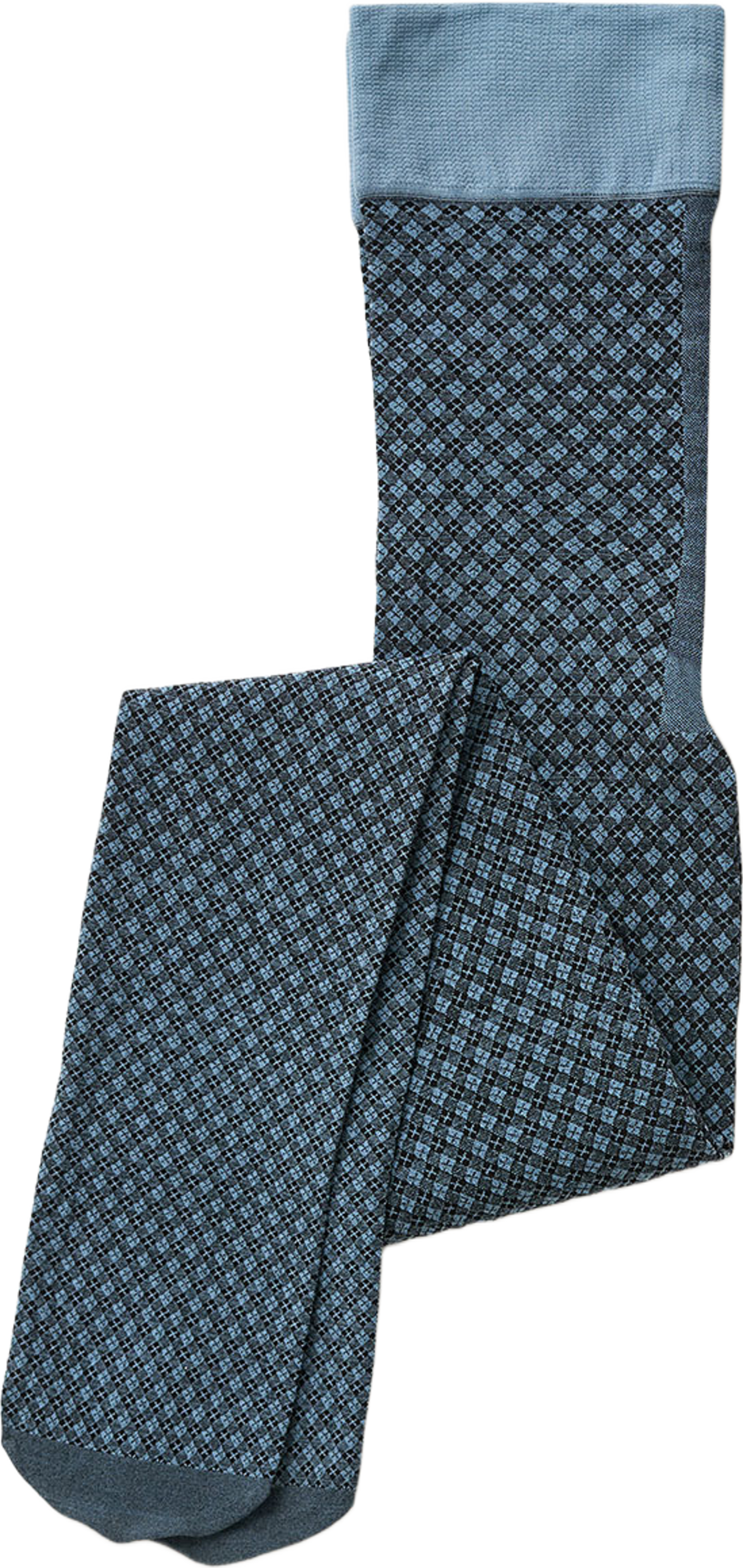 Clara Retro Patterned Tights, från Swedish Stockings, i färgen Dusty Blue. Klicka för att öppna bilden i stort format