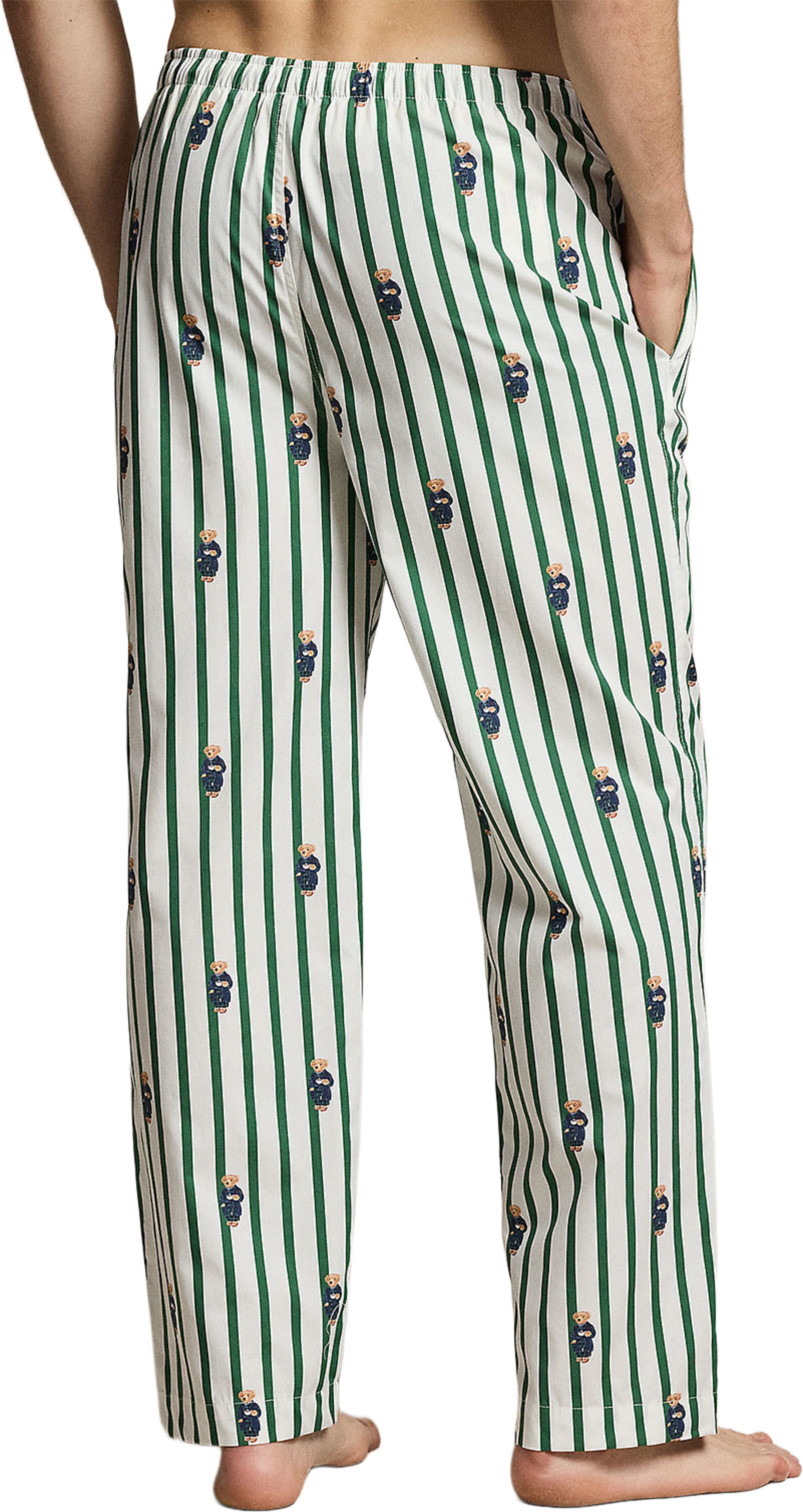 Polo Bear Striped Cotton Pajama Pant, från Polo Ralph Lauren, i färgen Verano Green/White Aob. Klicka för att öppna bilden i stort format
