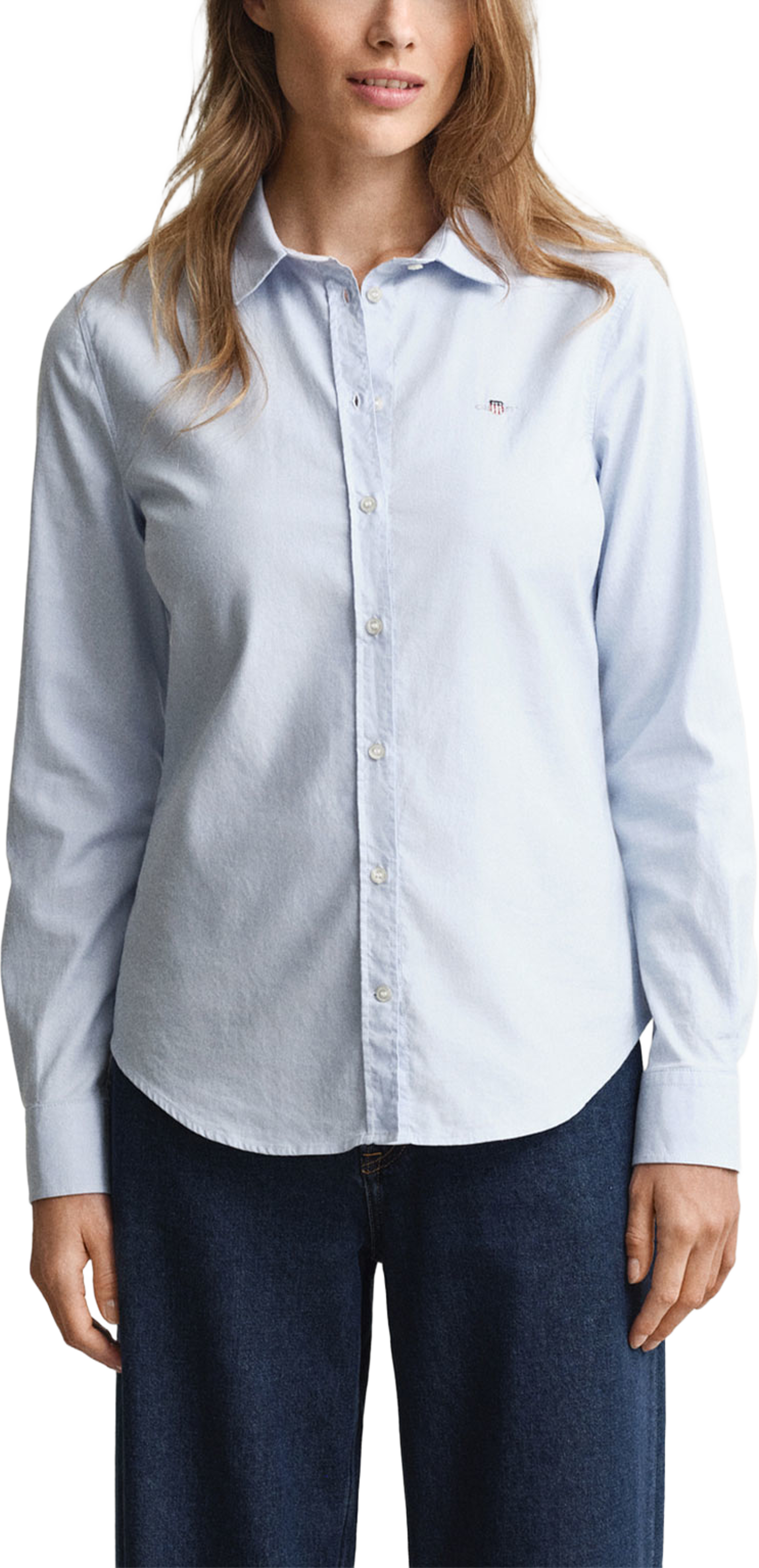 Slim Stretch Oxford Shirt, från GANT, i färgen Light Blue. Klicka för att öppna bilden i stort format