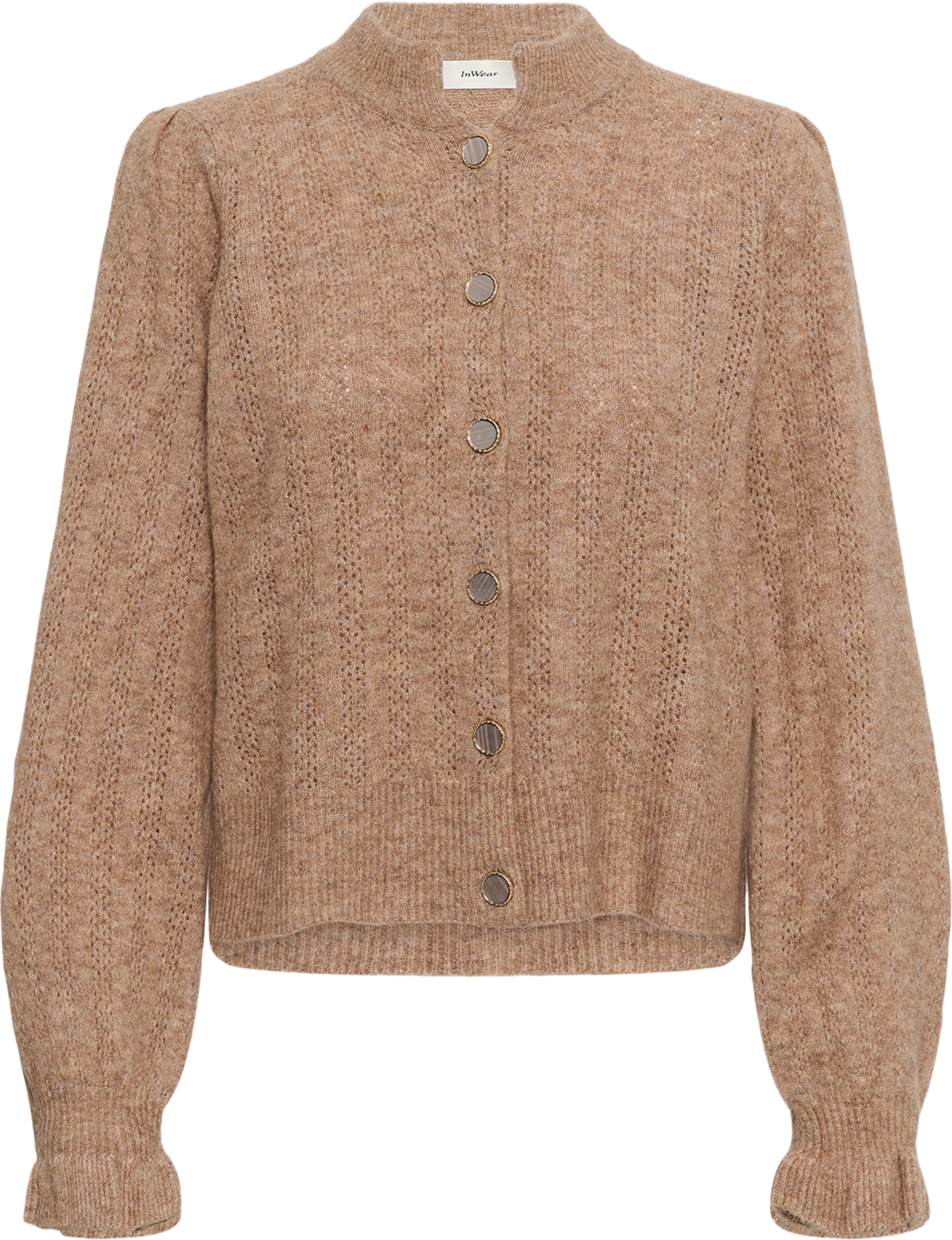 ElbieIW Cardigan, från Inwear, i färgen Sandy Grey Melange. Klicka för att öppna bilden i stort format