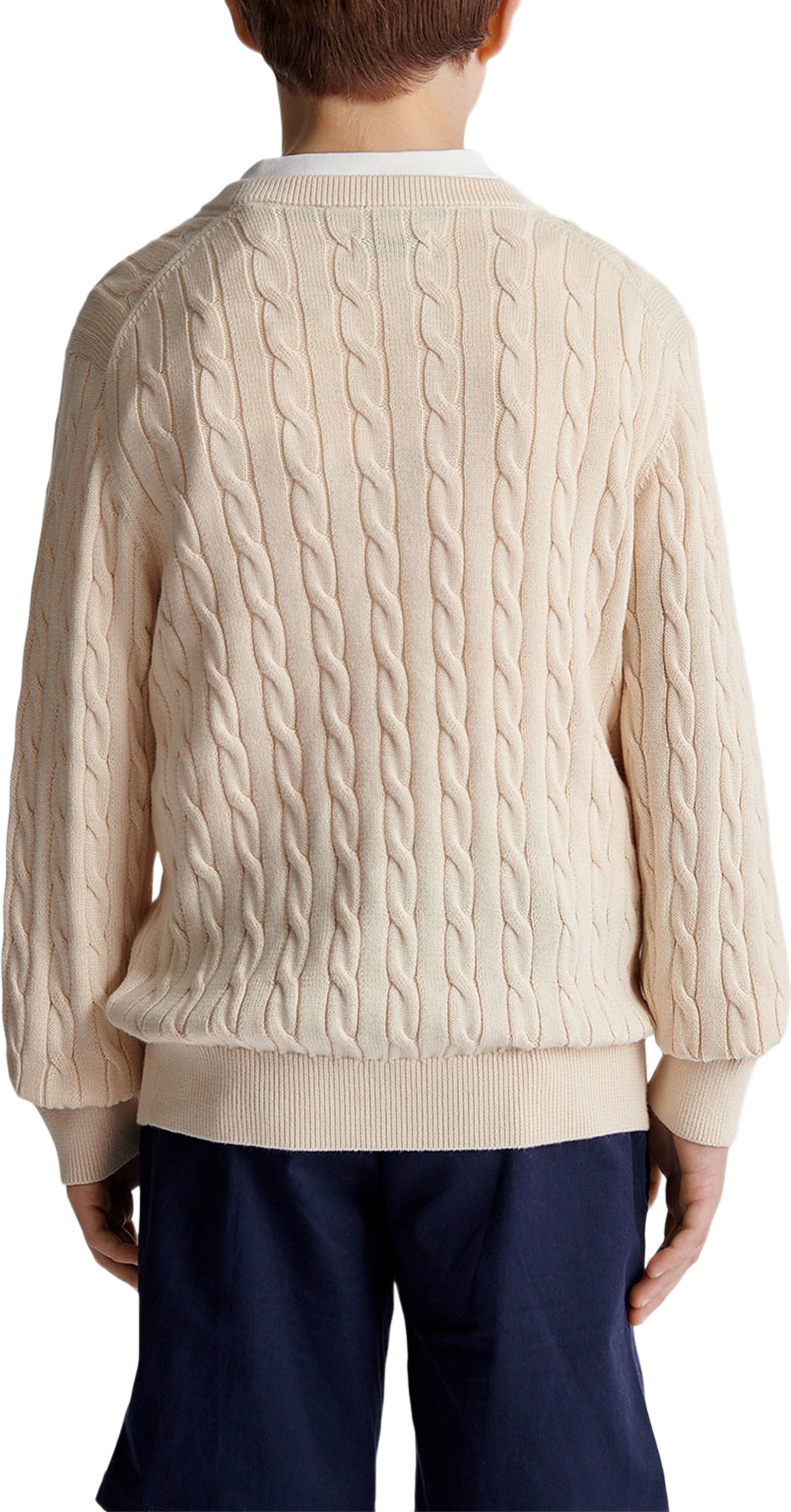 Sweater Shield Cotton Cable Neck Sweater, från GANT, i färgen Creamed White. Klicka för att öppna bilden i stort format
