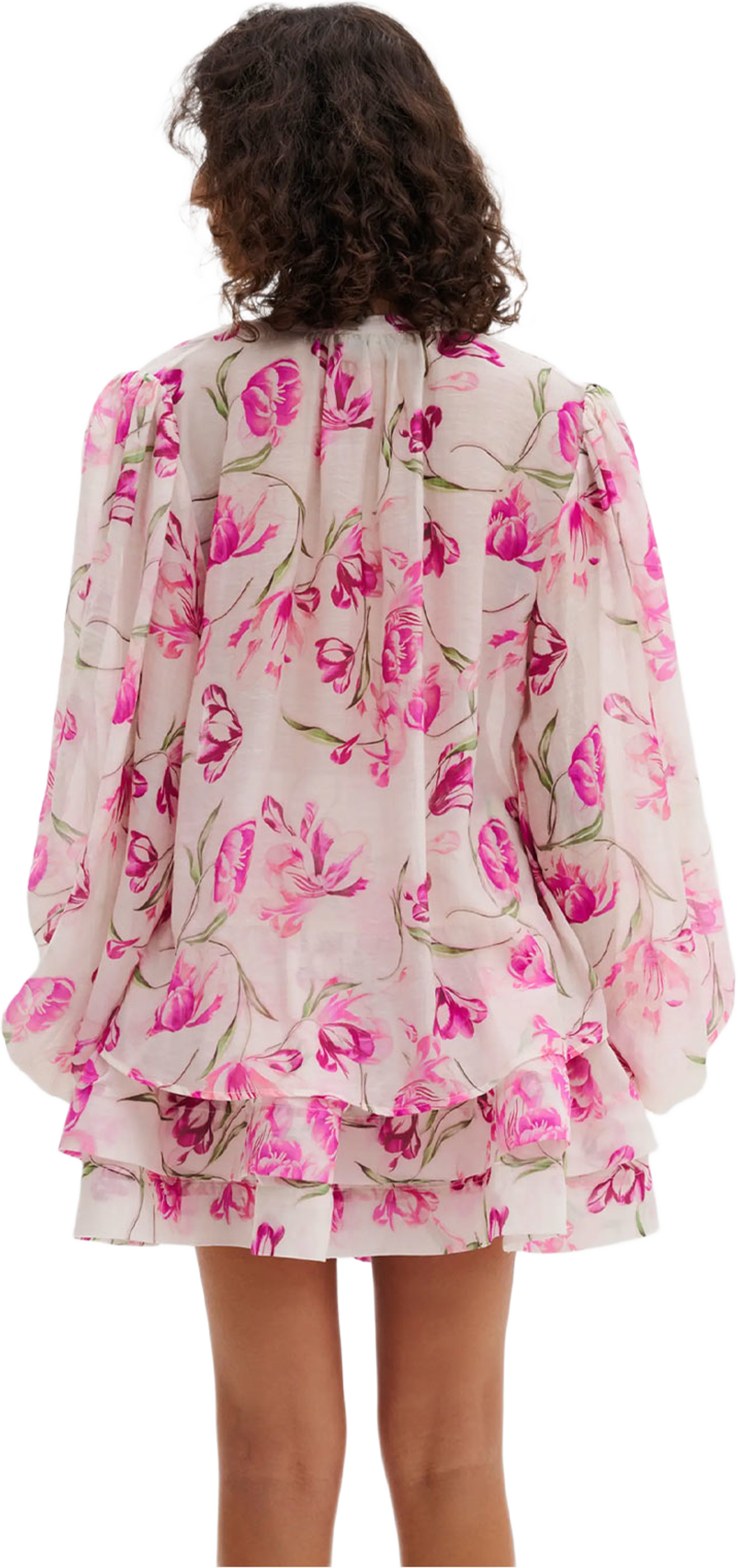Minoa Balloon Slevee Sheer Blouse, från Malina, i färgen Tulip Pink. Klicka för att öppna bilden i stort format