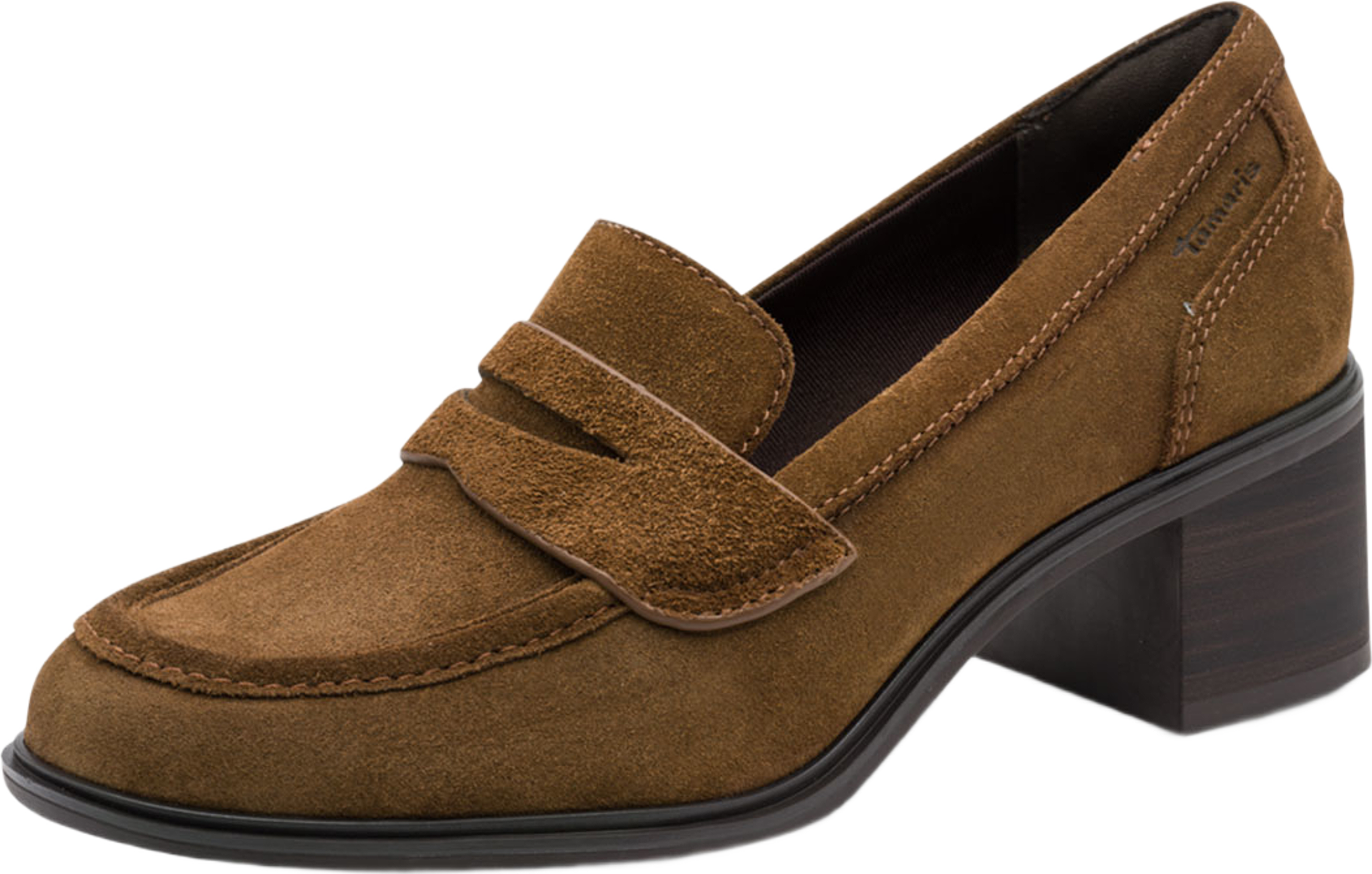 Heels, från Tamaris, i färgen Cognac Suede. Klicka för att öppna bilden i stort format