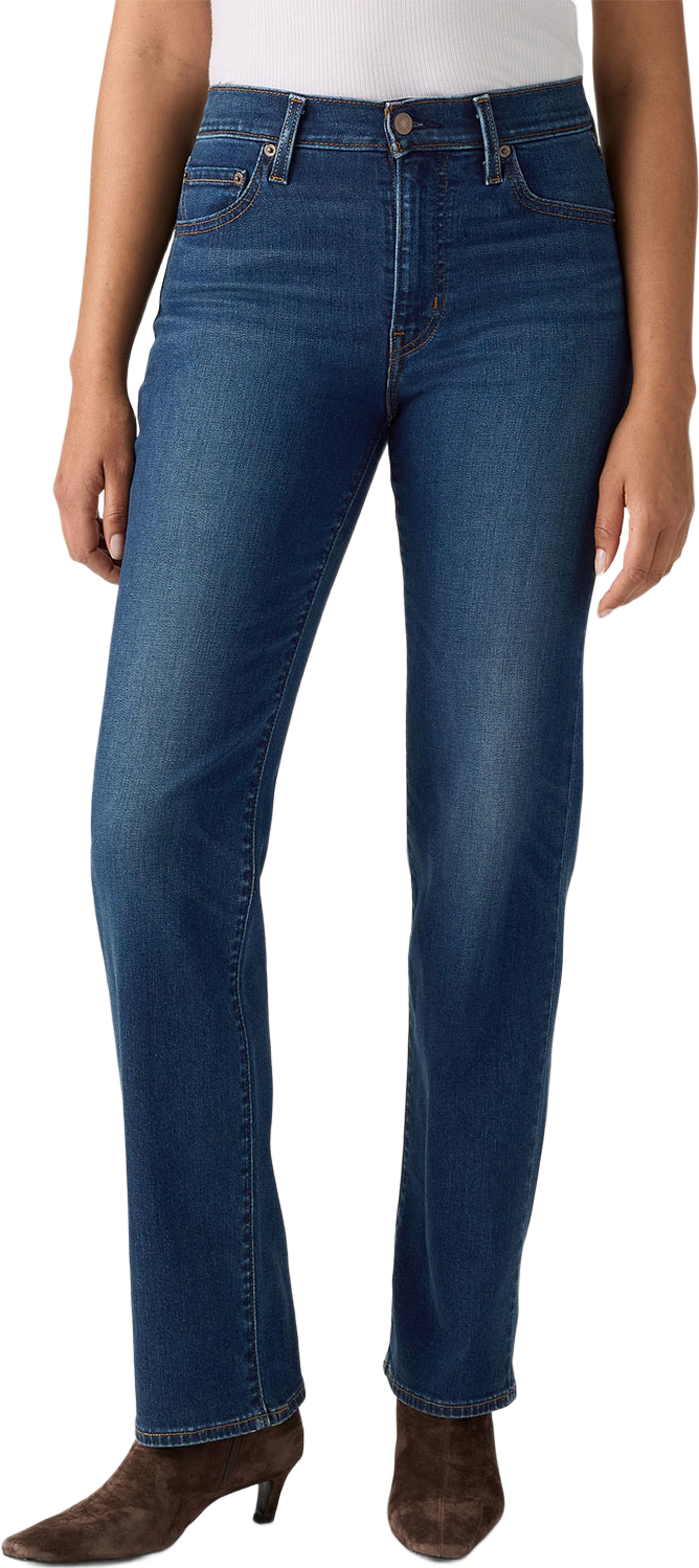 723 High Rise Straight Jeans, från Levi's, i färgen Dark Indigo - Worn In. Klicka för att öppna bilden i stort format