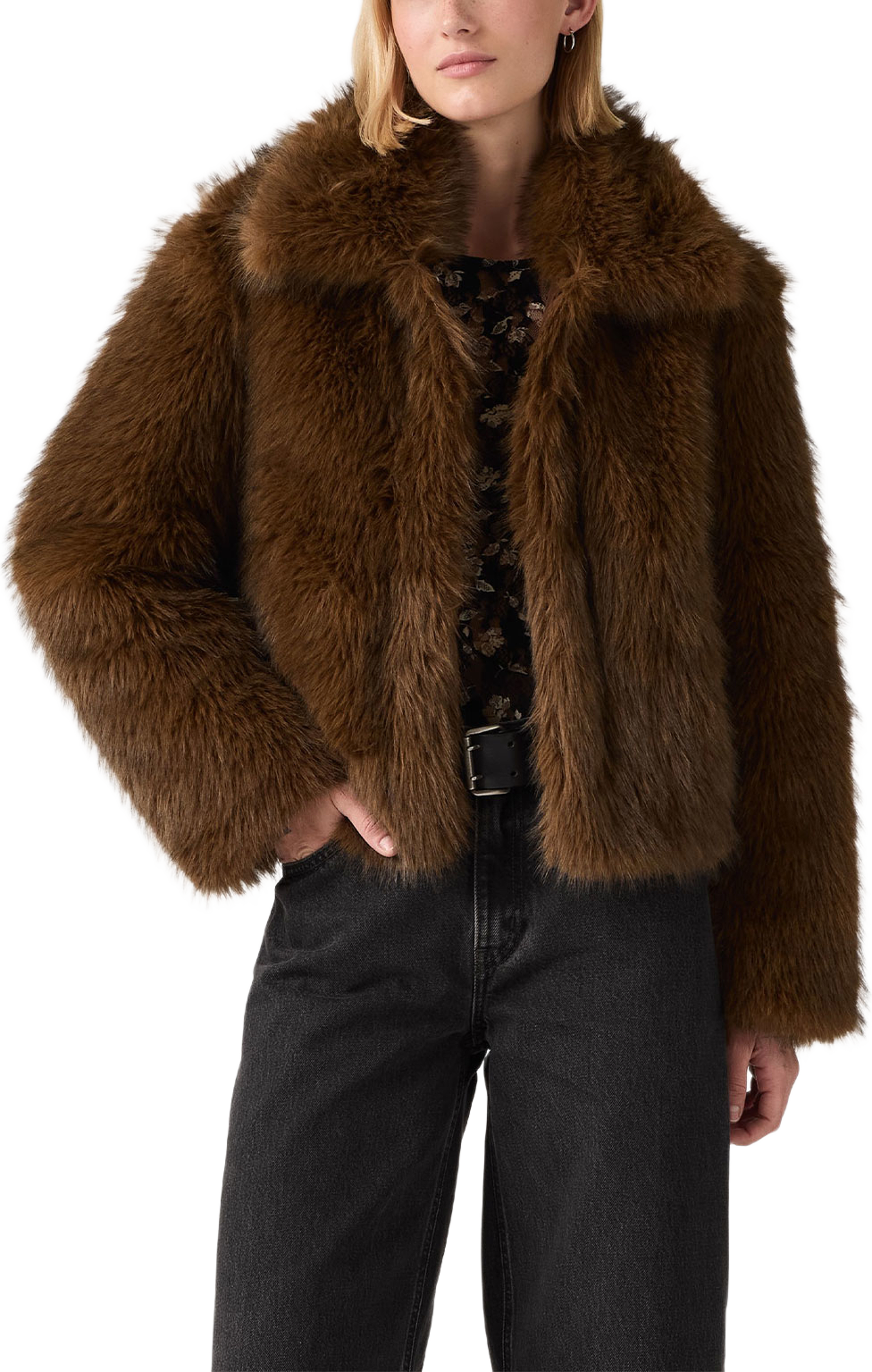 Laney Faux Fur Jacket, från Levi's, i färgen Browns. Klicka för att öppna bilden i stort format