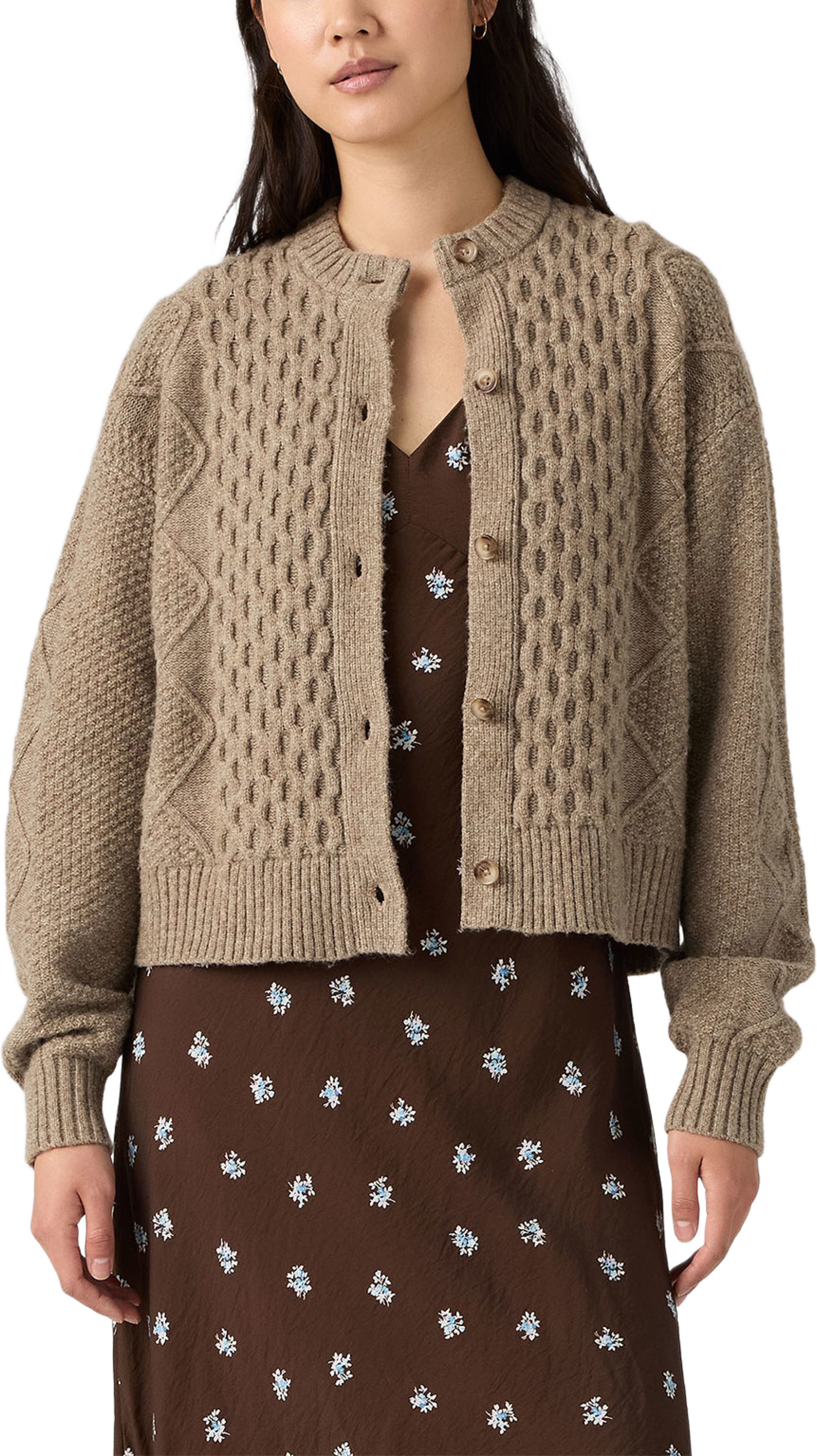 Charlotte Crewneck Cardigan, från Levi's, i färgen Neutrals. Klicka för att öppna bilden i stort format