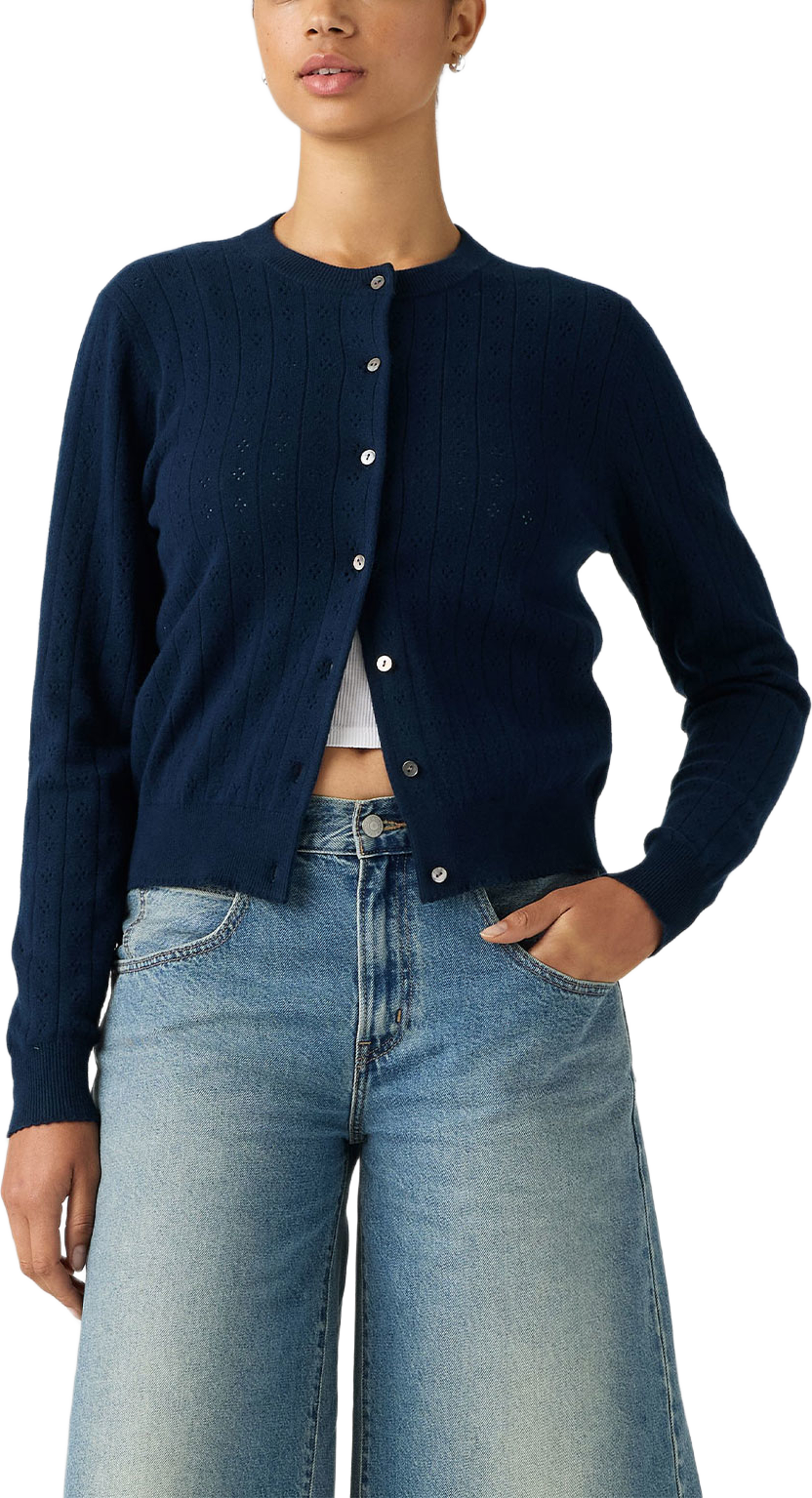 Supersoft Pointelle Crewneck Cardigan, från Levi's, i färgen Blues. Klicka för att öppna bilden i stort format