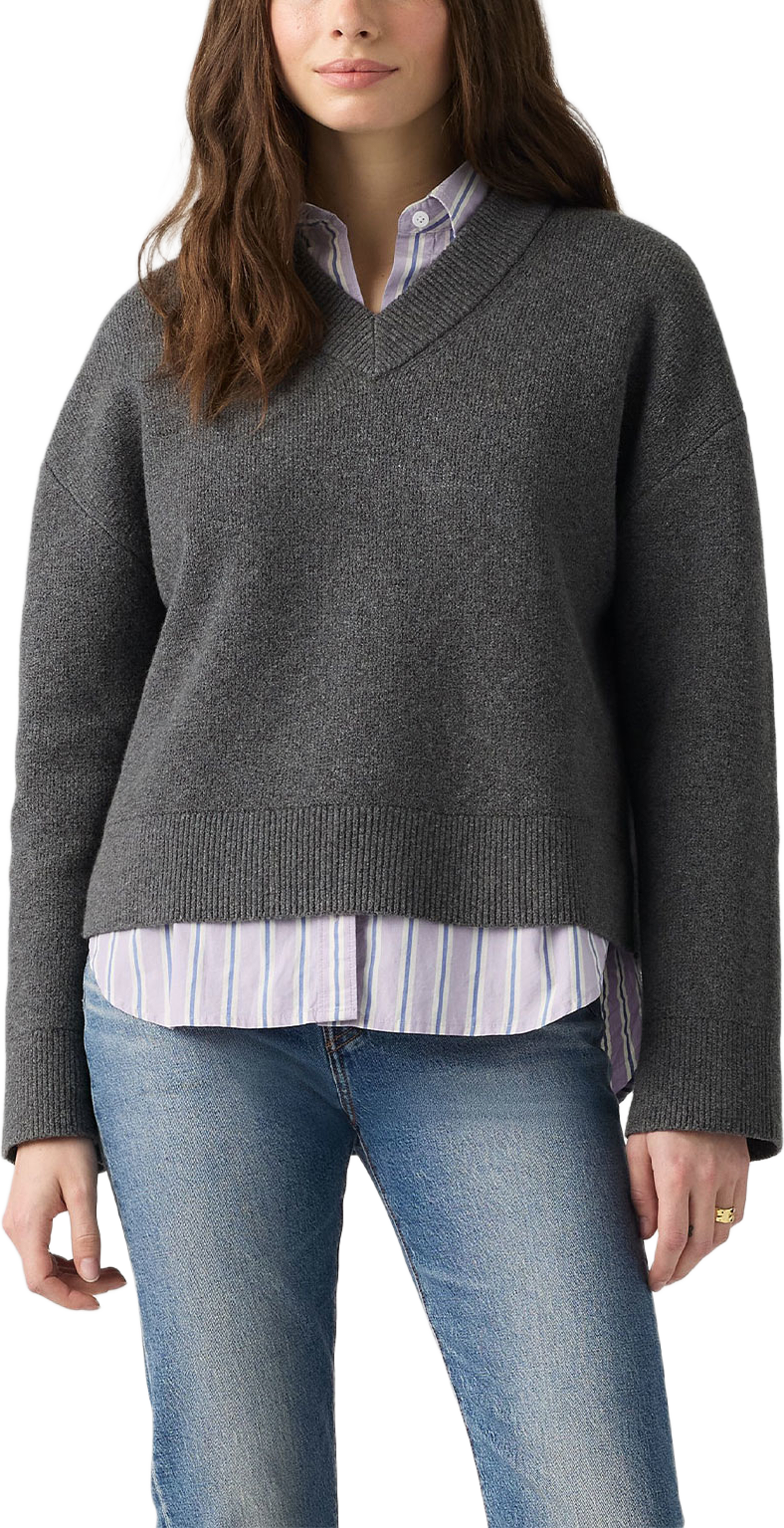 Supersoft V-Neck Sweater, från Levi's, i färgen Greys. Klicka för att öppna bilden i stort format