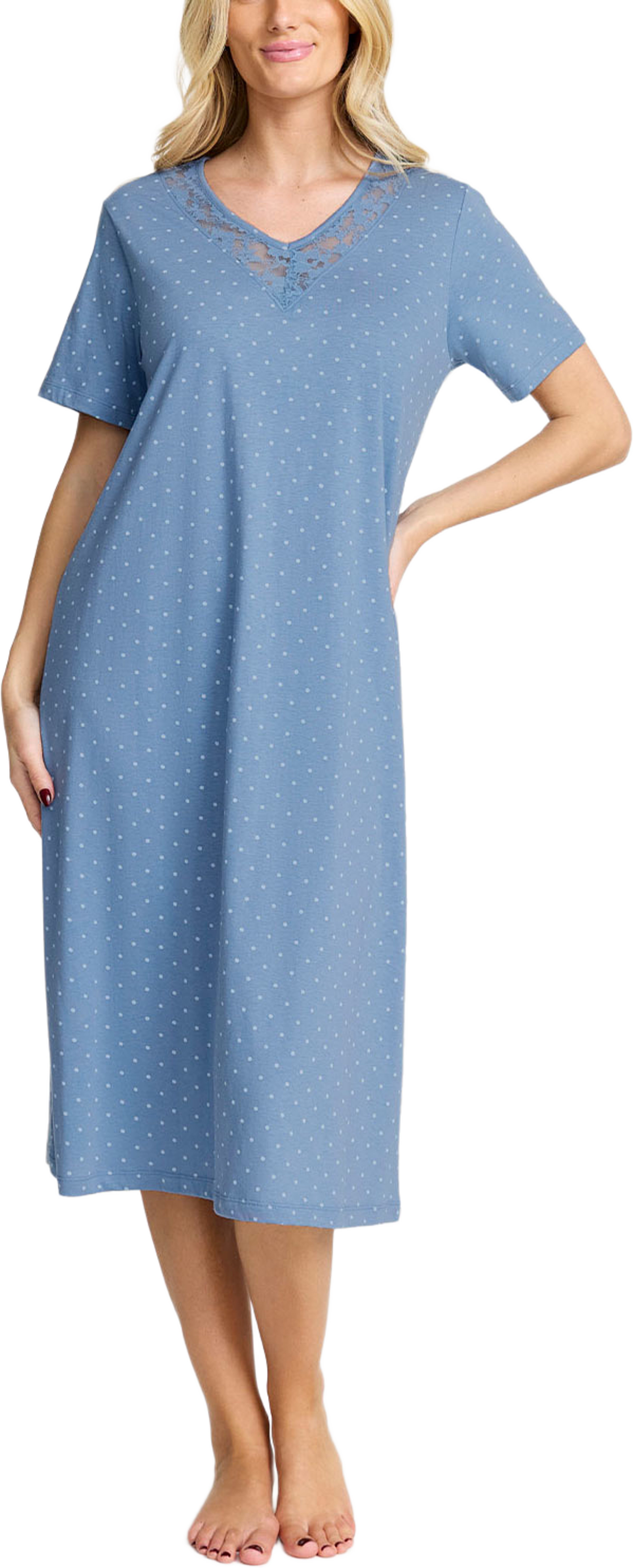 Nattlinne Kort Ärm, från Damella, i färgen Blue. Klicka för att öppna bilden i stort format