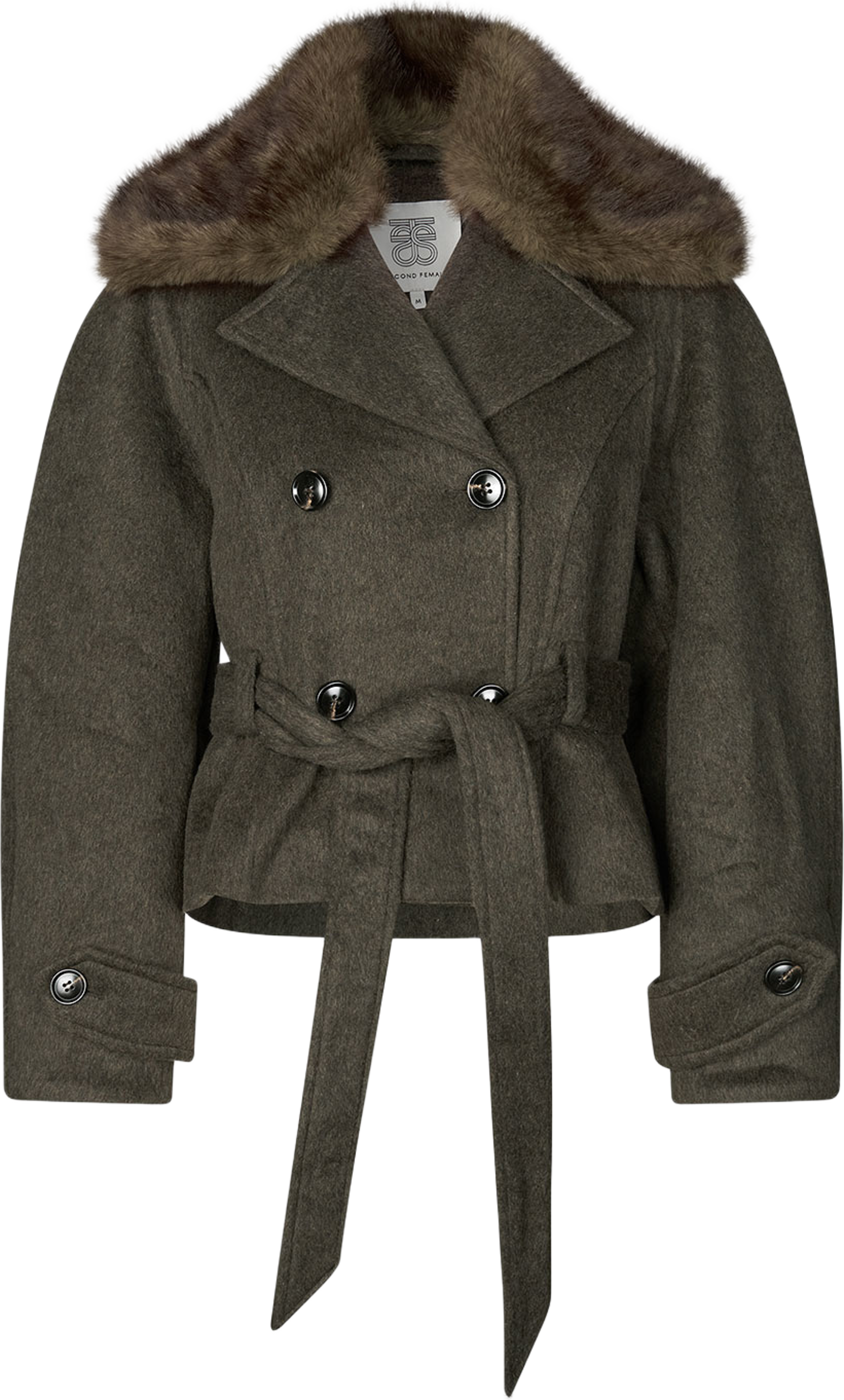 Agola Belt Jacket, från Second Female, i färgen Black Olive. Klicka för att öppna bilden i stort format