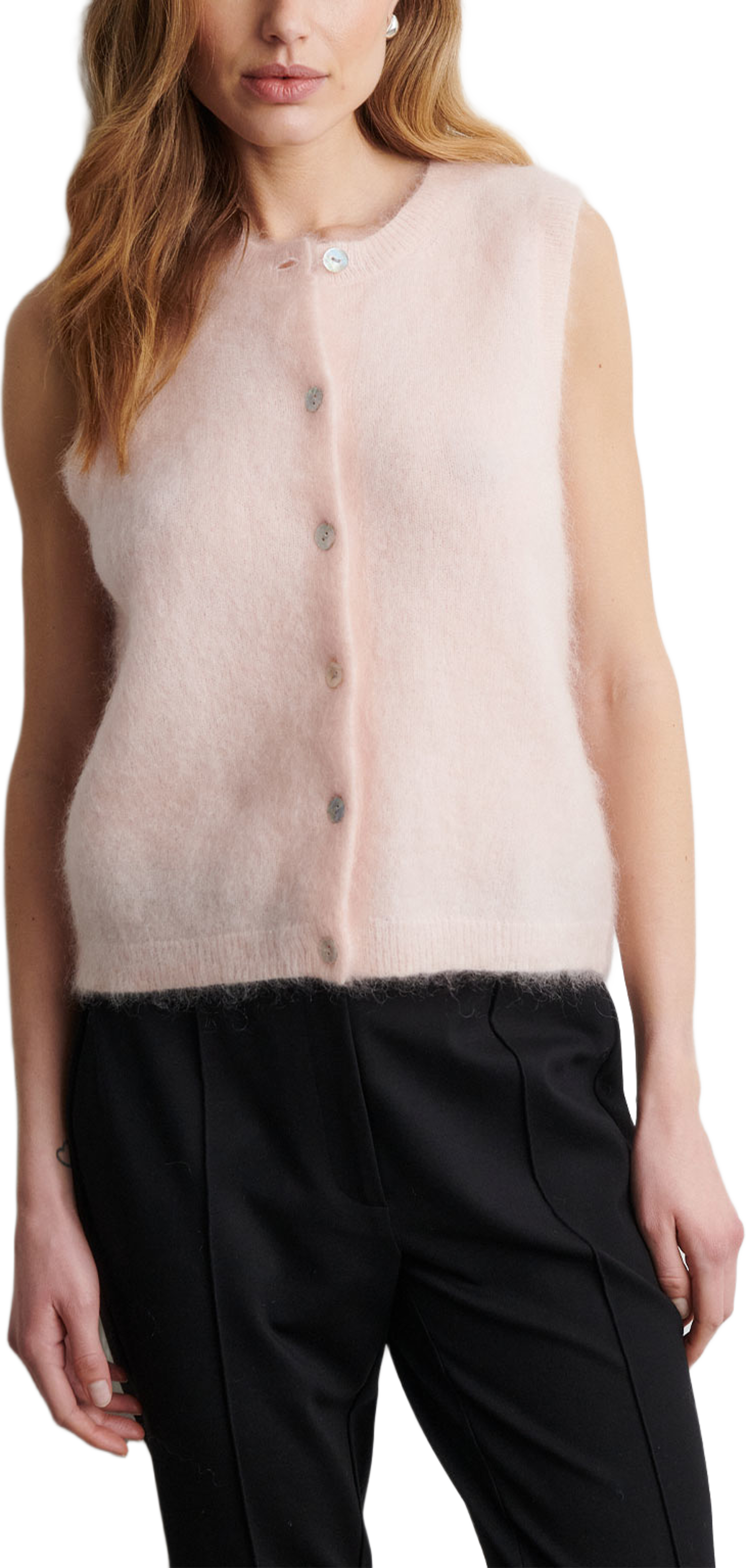 Brook Knit Button Vest, från Second Female, i färgen Pale Dogwood. Klicka för att öppna bilden i stort format