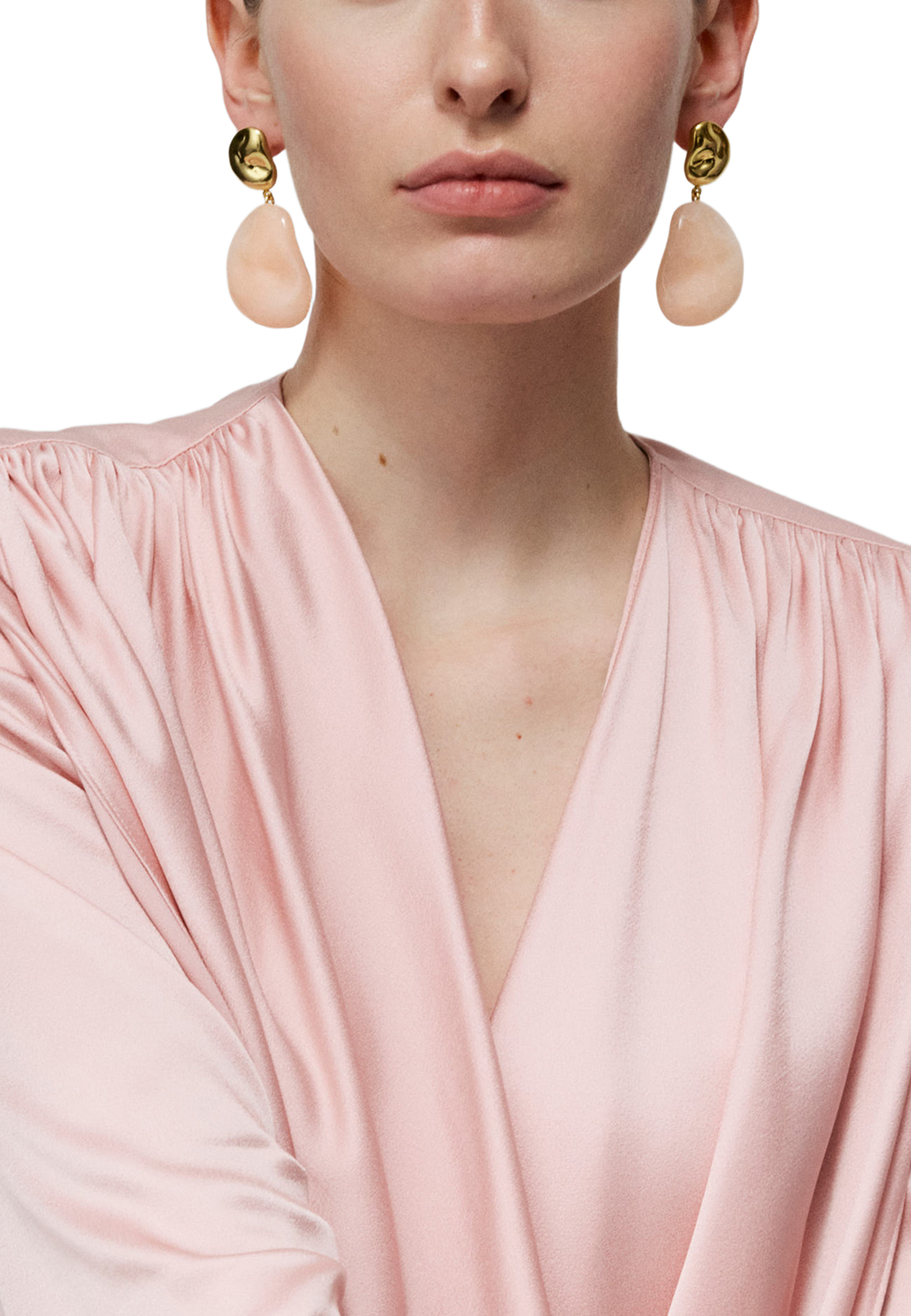 Double Nugget Earring, från Vanessa Baroni, i färgen Gold - Peach Sorbet. Klicka för att öppna bilden i stort format