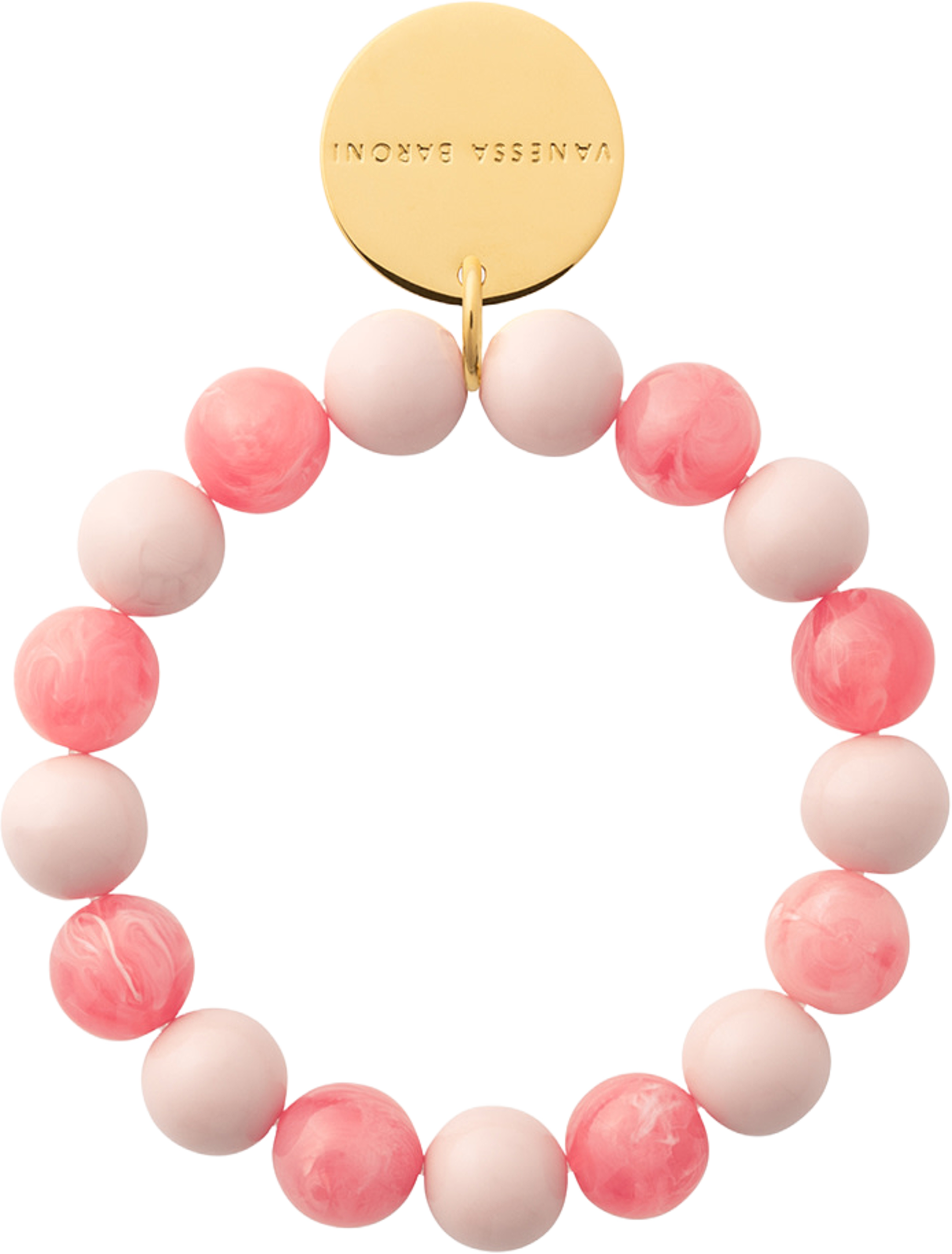 Mini Beads Flex Bracelet, från Vanessa Baroni, i färgen Light Rose - Watermelon Marble. Klicka för att öppna bilden i stort format