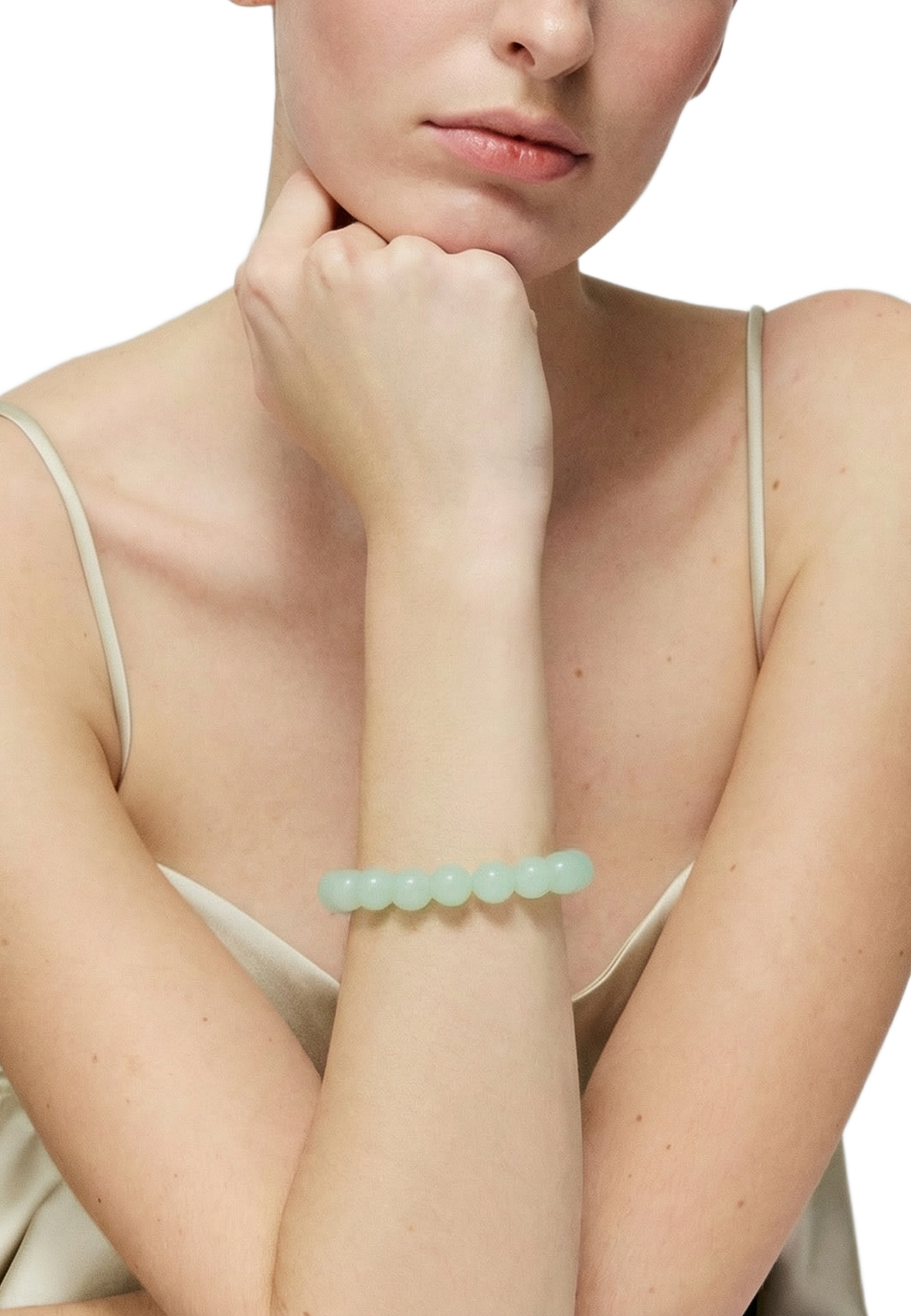 Mini Beads Flex Bracelet, från Vanessa Baroni, i färgen Opaline Mint. Klicka för att öppna bilden i stort format