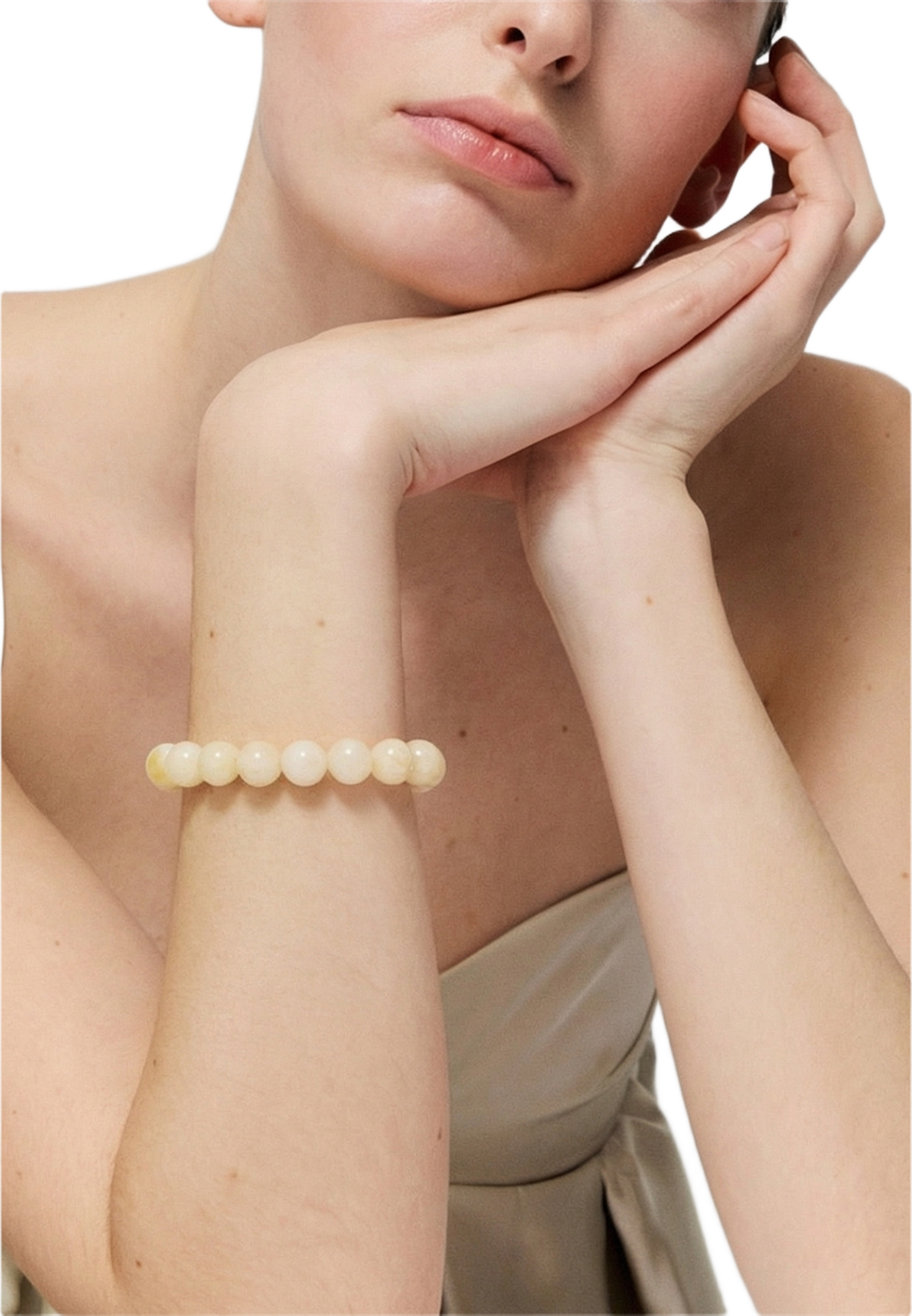 Mini Beads Flex Bracelet, från Vanessa Baroni, i färgen Latte Marble. Klicka för att öppna bilden i stort format