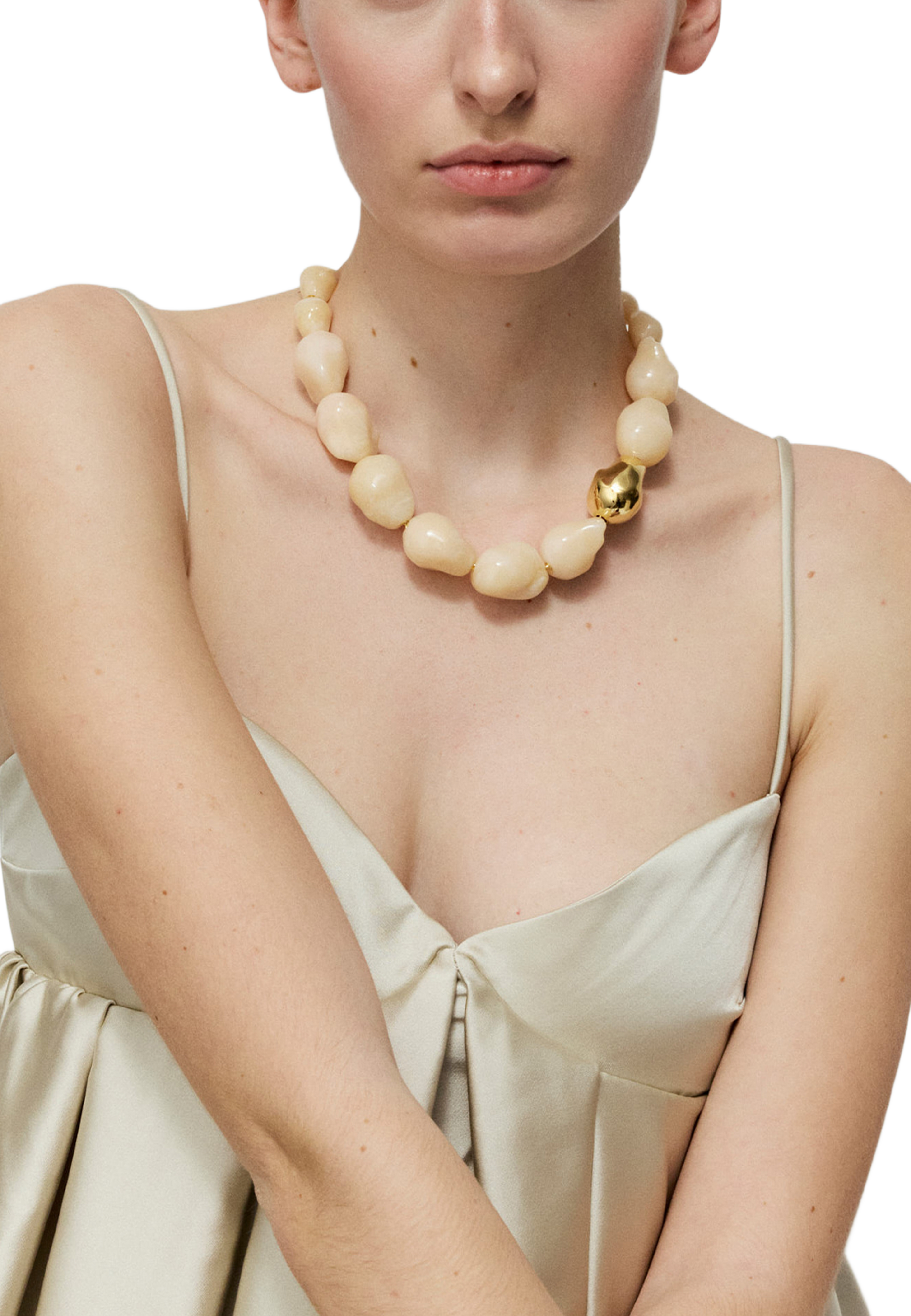 Big Organic Pearl Necklace, från Vanessa Baroni, i färgen Latte Marble. Klicka för att öppna bilden i stort format