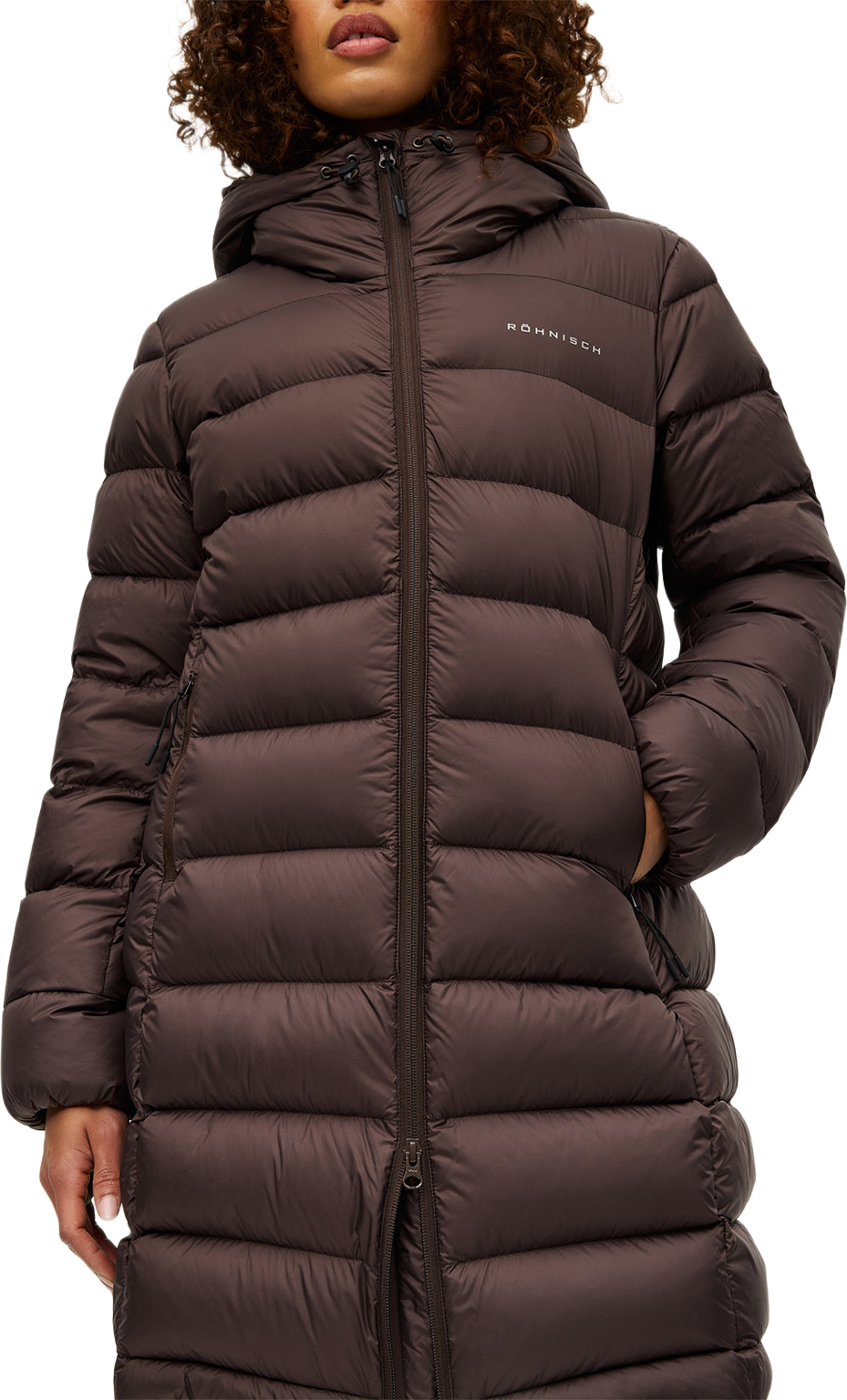 Nano Down Mid Coat, från Röhnisch, i färgen Java. Klicka för att öppna bilden i stort format