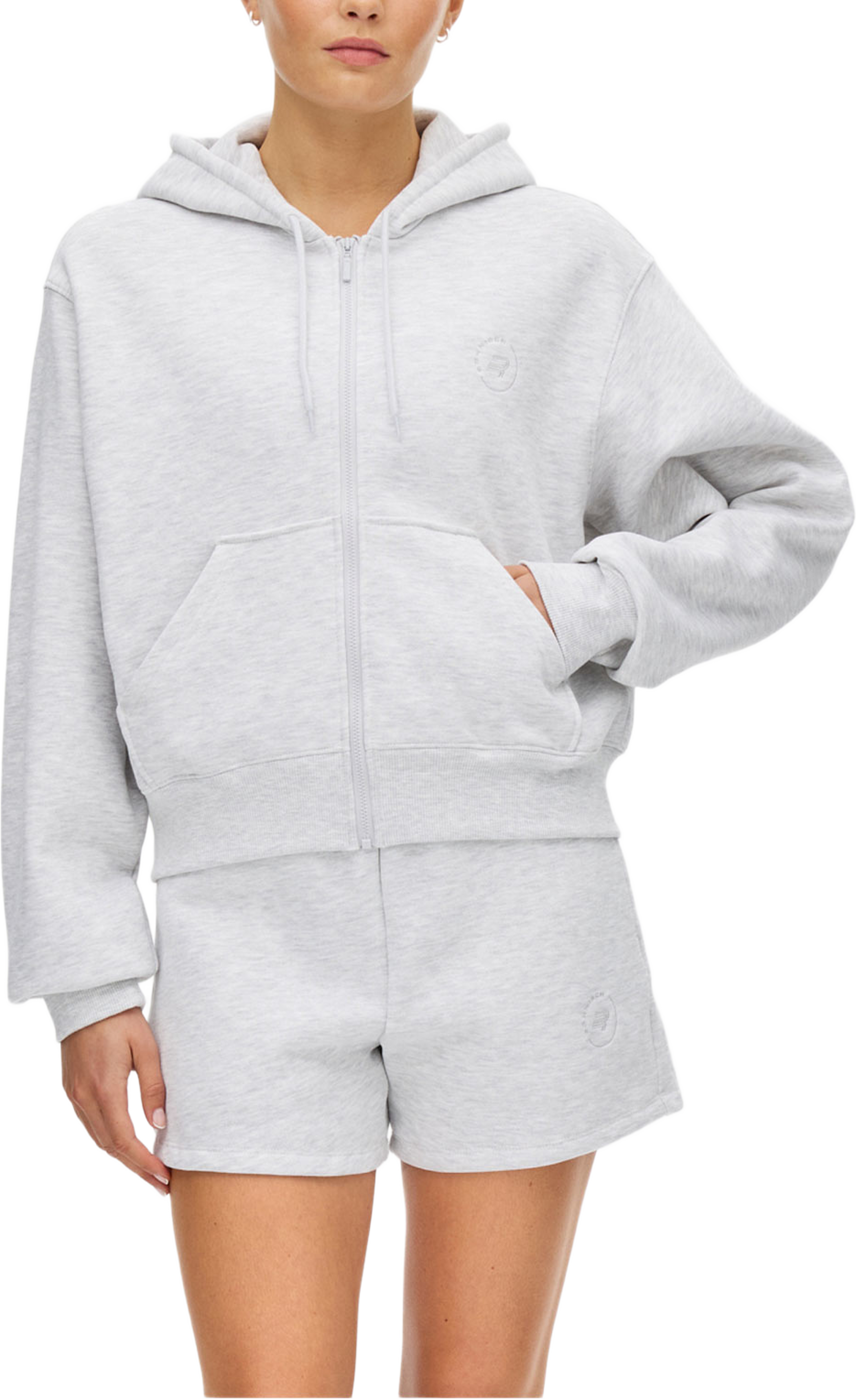 Base Sweat Full Zip Hoodie, från Röhnisch, i färgen Light Grey Melange. Klicka för att öppna bilden i stort format