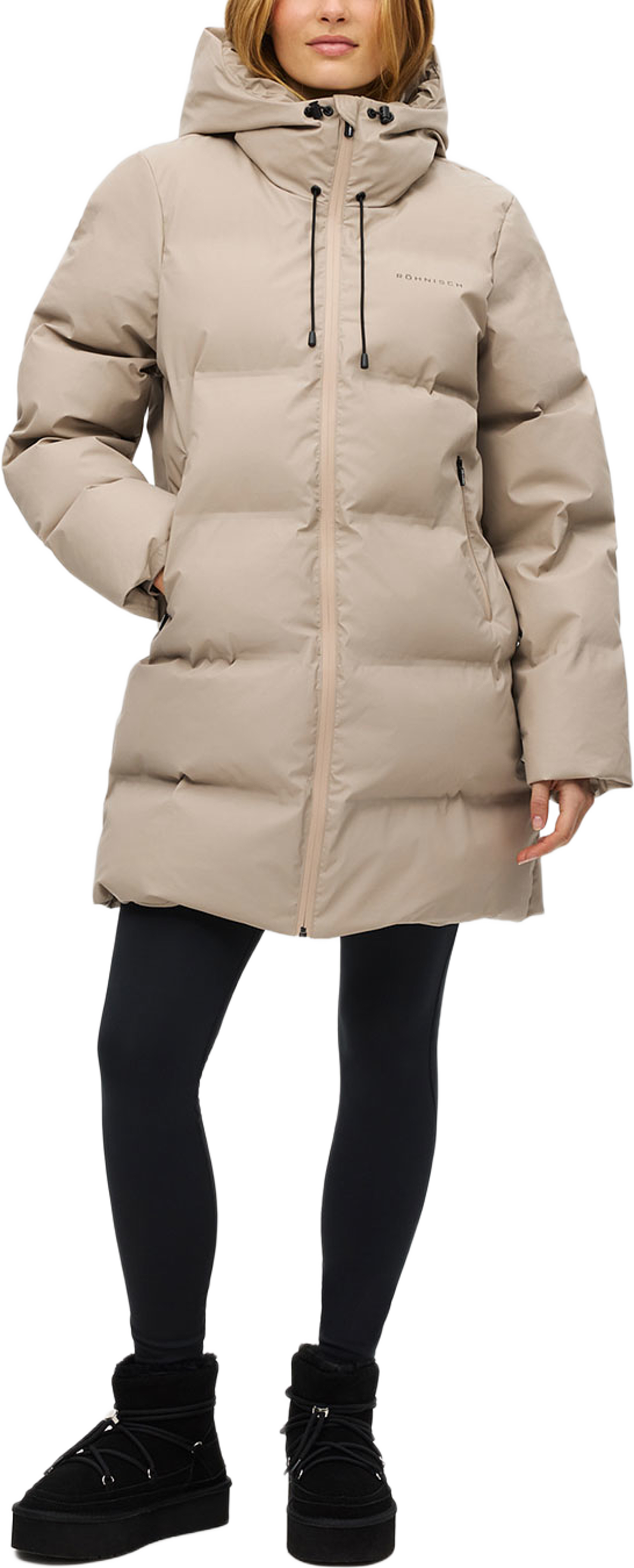 Element shield padded mid coat, från Röhnisch, i färgen String. Klicka för att öppna bilden i stort format