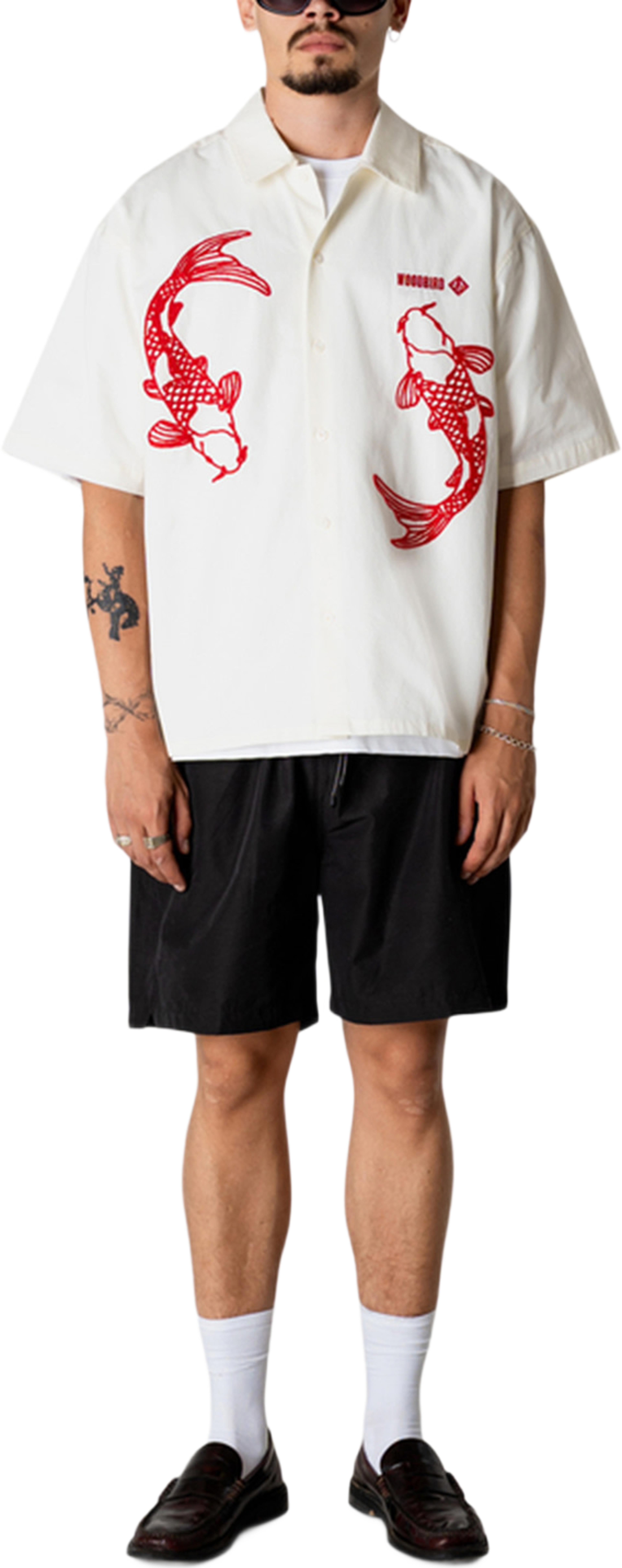 Wang Carp Shirt, från Woodbird, i färgen Off White. Klicka för att öppna bilden i stort format