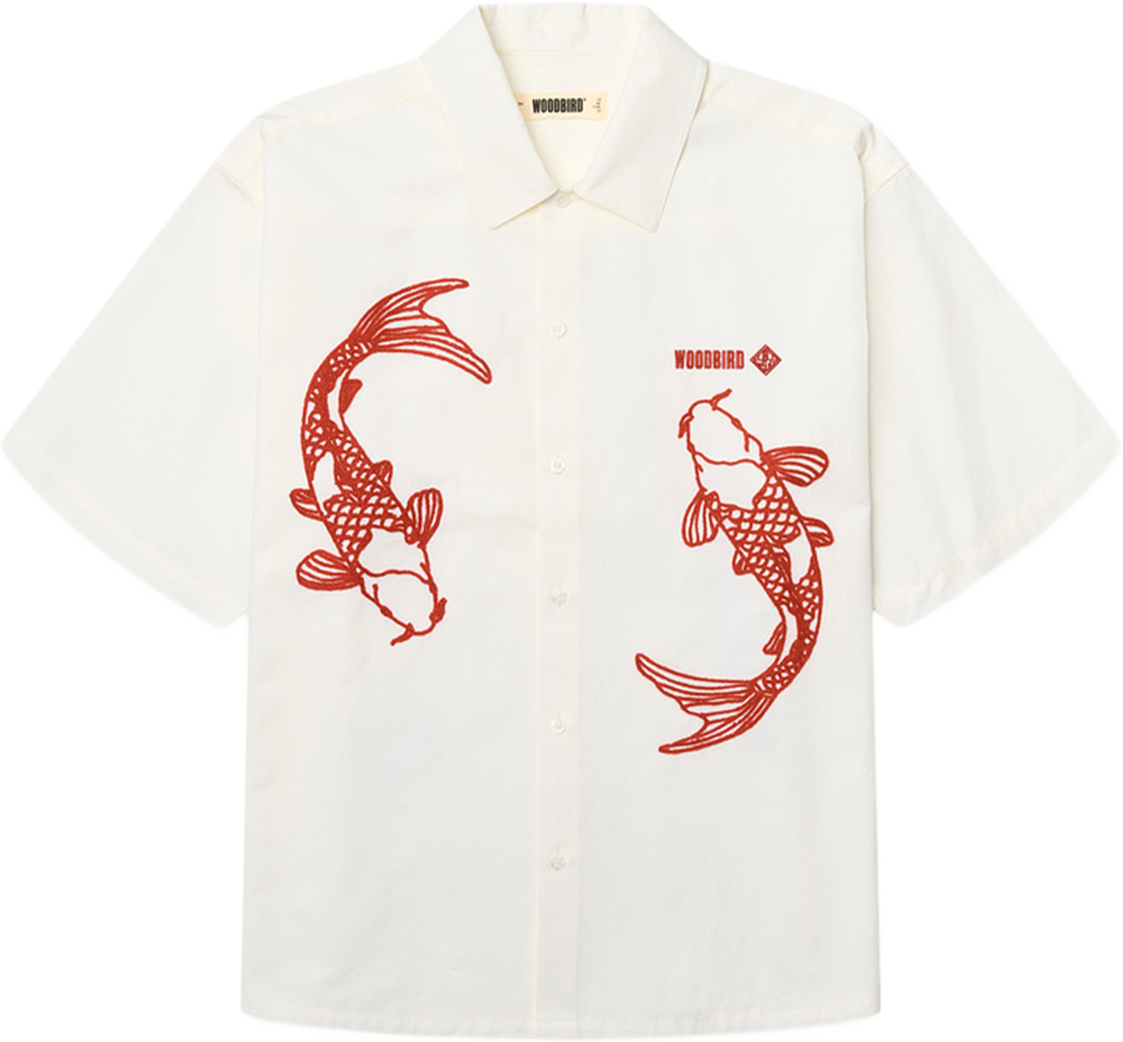 Wang Carp Shirt, från Woodbird, i färgen Off White. Klicka för att öppna bilden i stort format