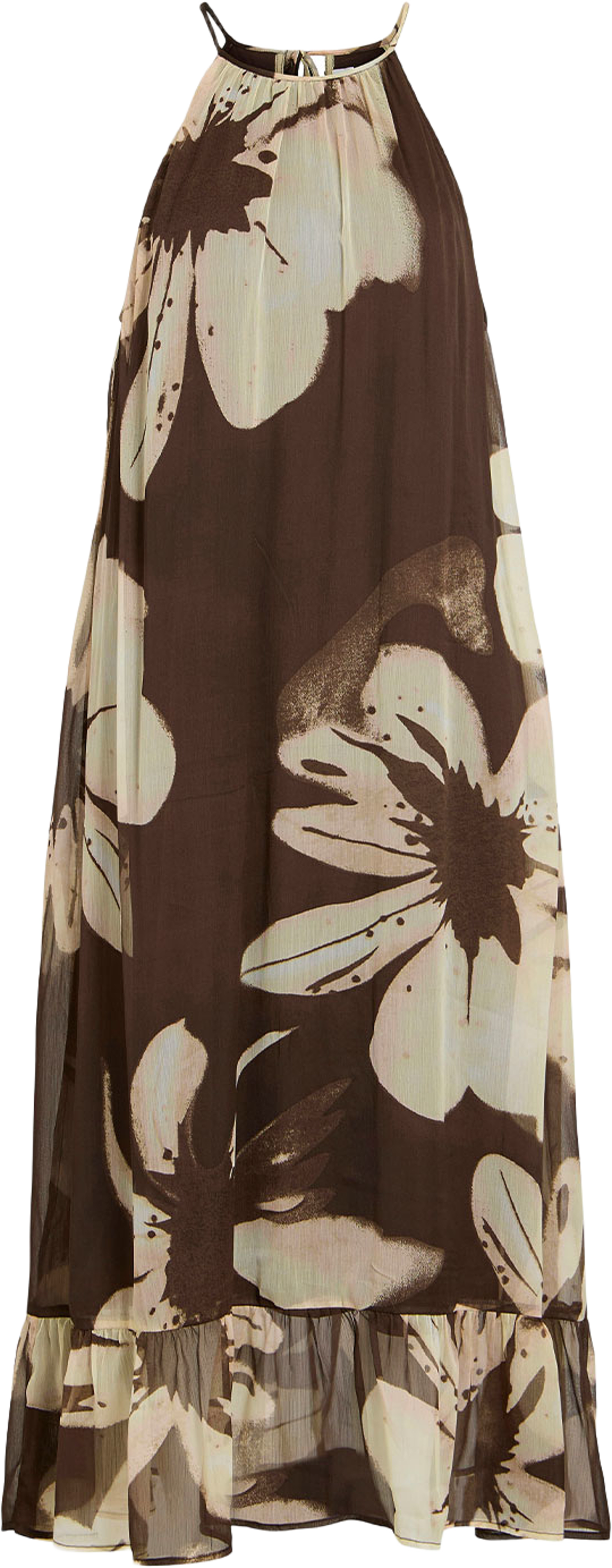 Vilovisa Ankle Dress, från Vila, i färgen Coffee Bean Flowers. Klicka för att öppna bilden i stort format