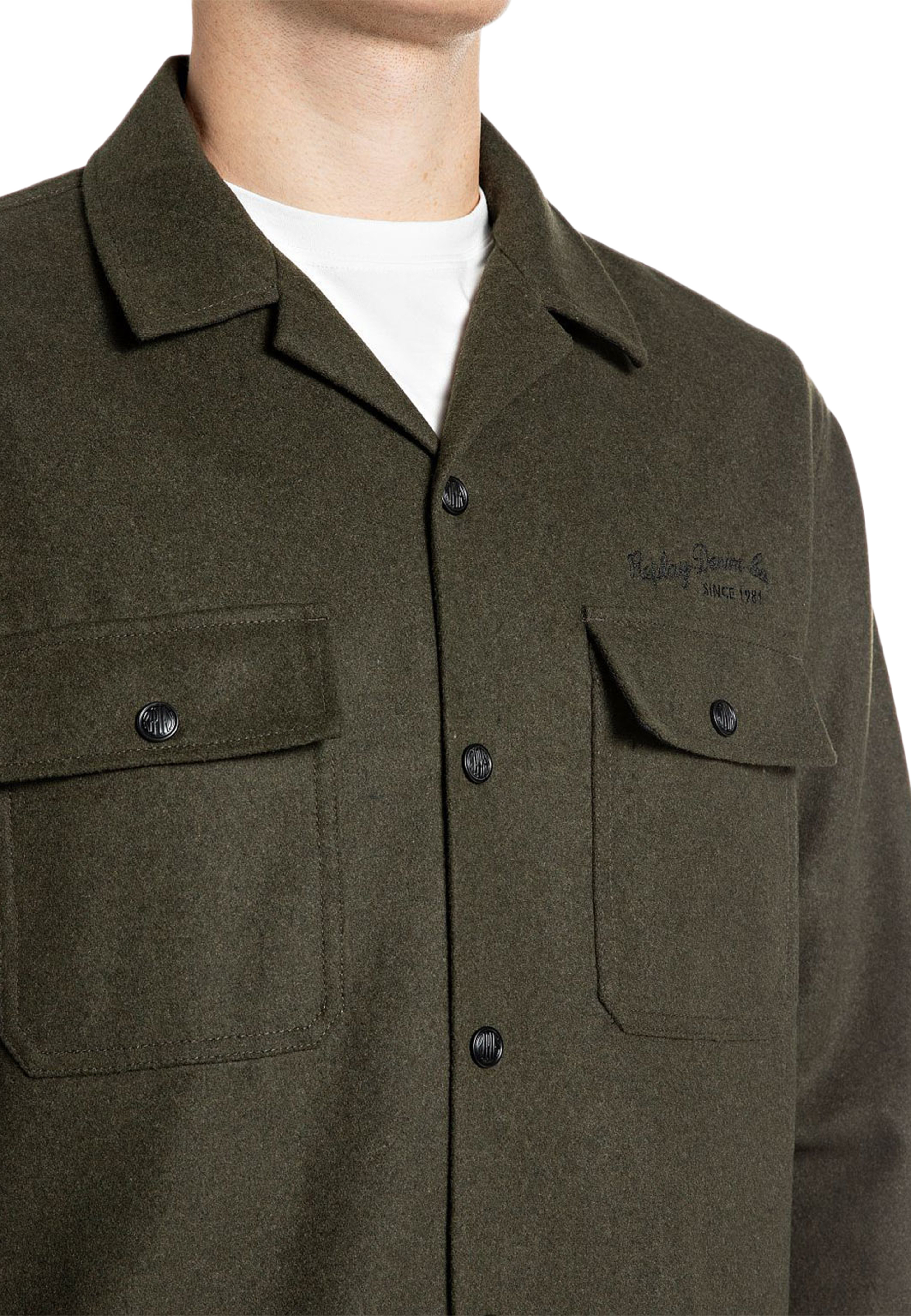 Mellon Wool Overshirt, från Replay, i färgen Dark Military Melange. Klicka för att öppna bilden i stort format