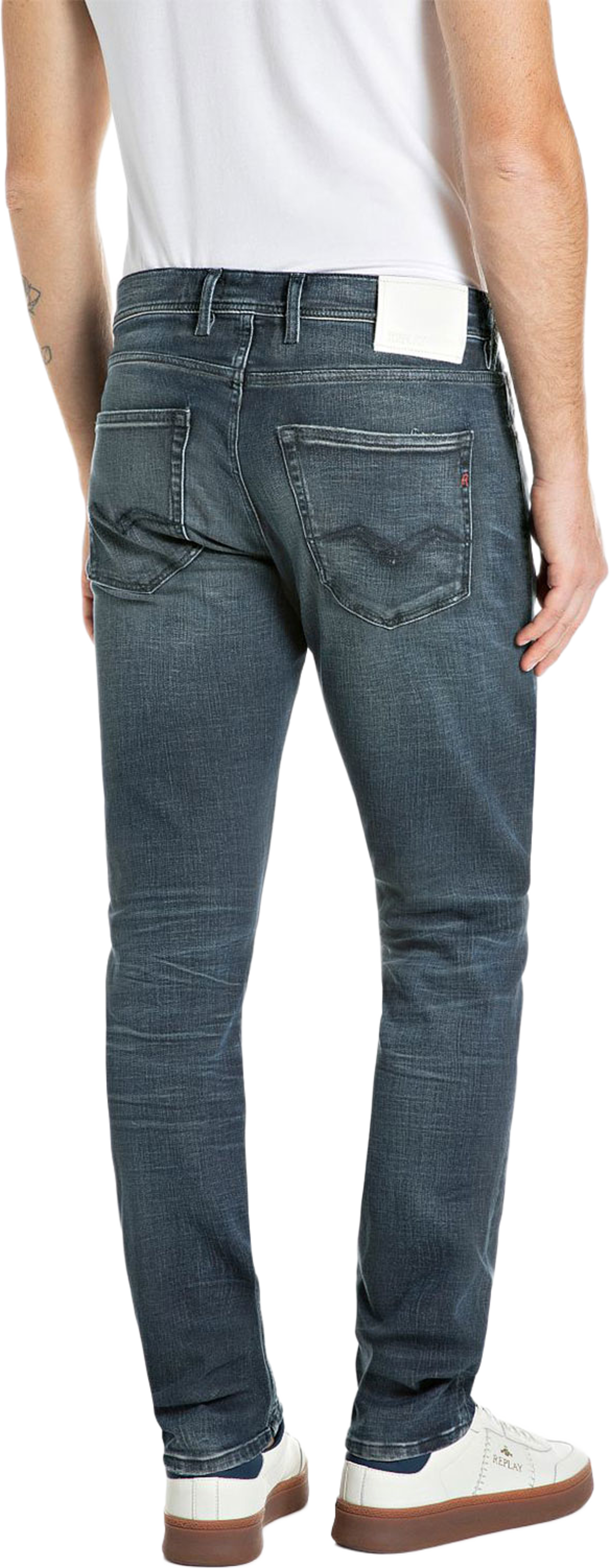 Grover Hyperflex Straight Fit Jeans, från Replay, i färgen Dark Blue. Klicka för att öppna bilden i stort format