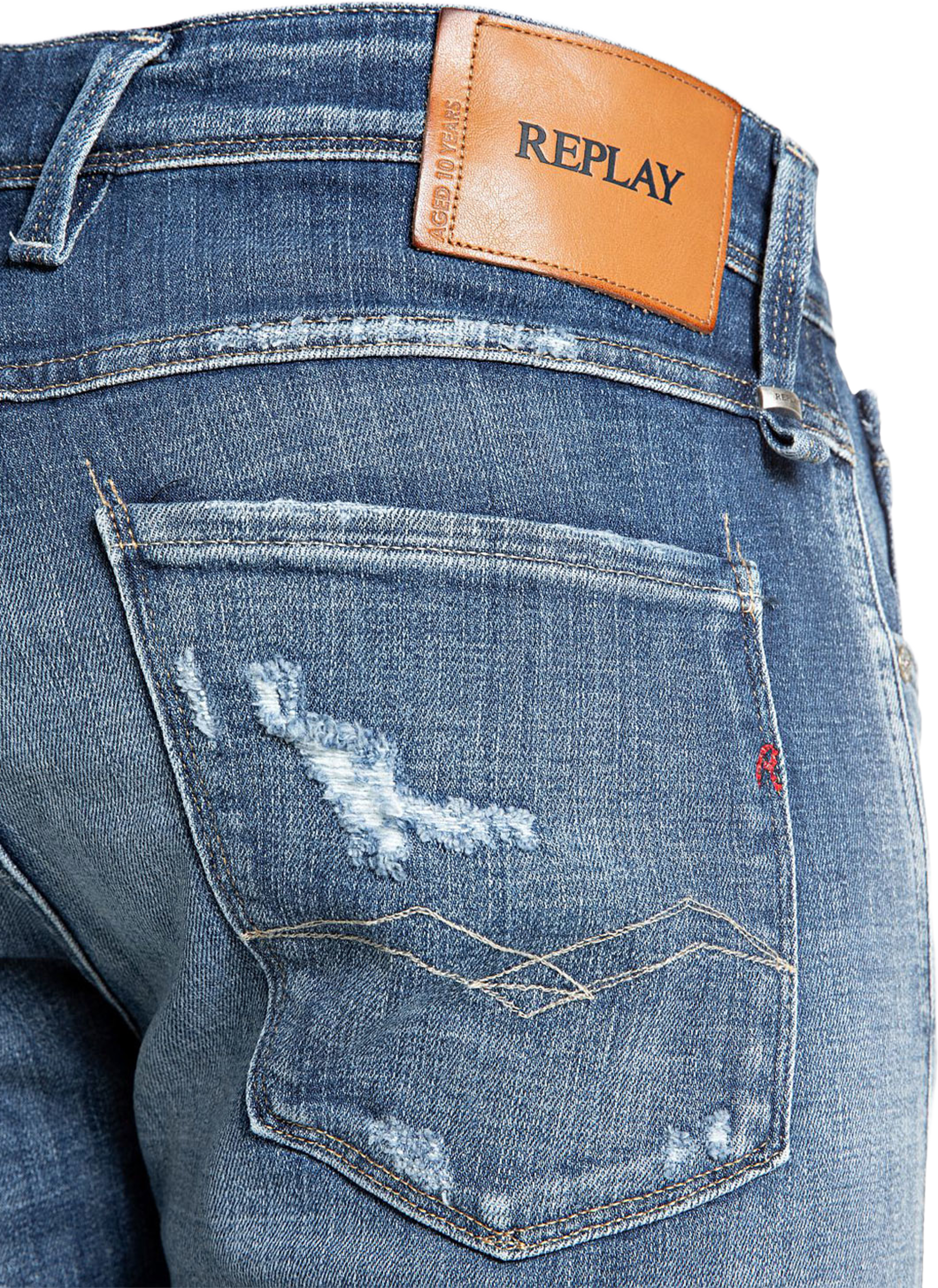 Aged Anbass Slim Fit Jeans, från Replay, i färgen Medium Blue. Klicka för att öppna bilden i stort format