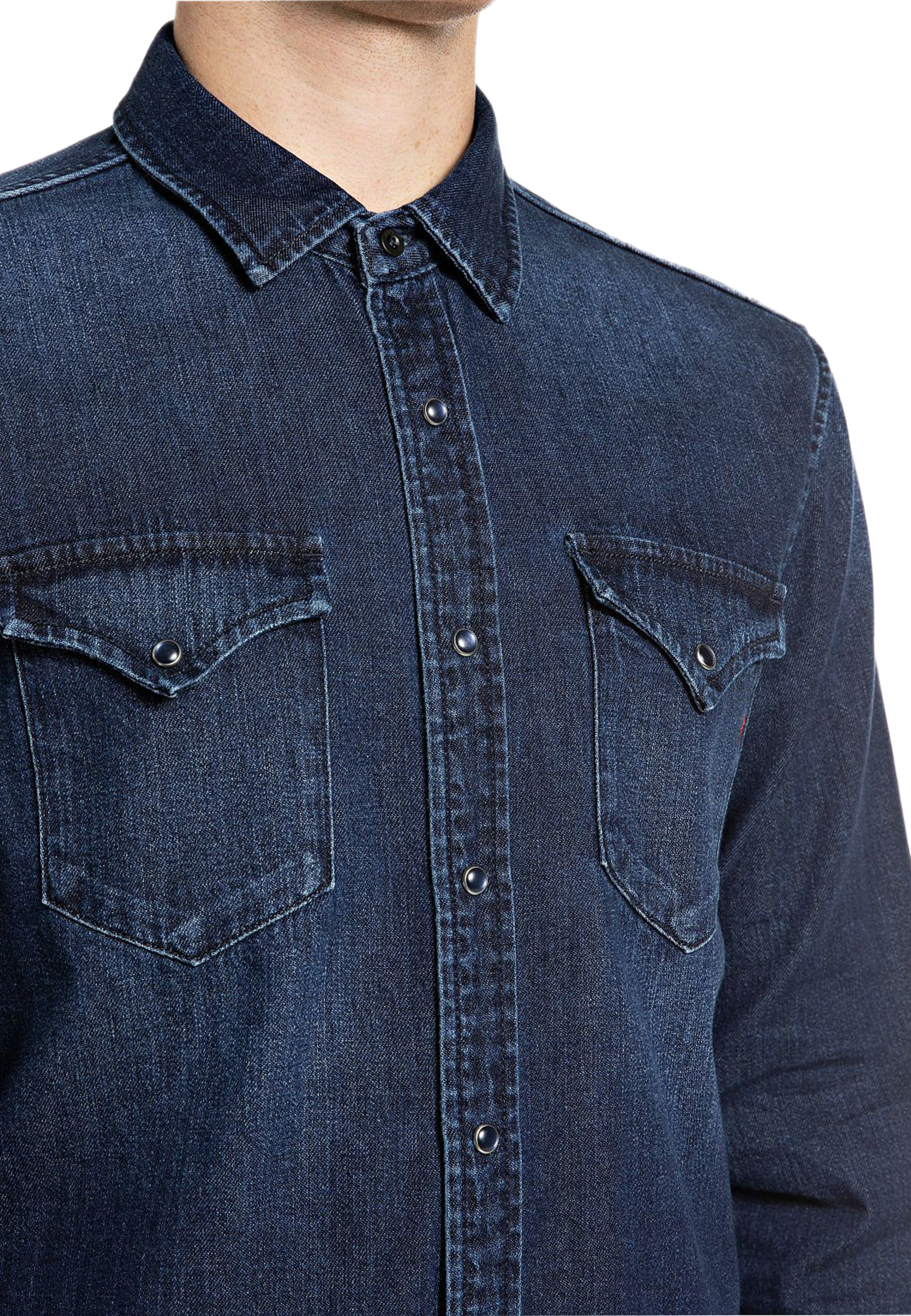 Denim Shirt, från Replay, i färgen Dark Blue. Klicka för att öppna bilden i stort format