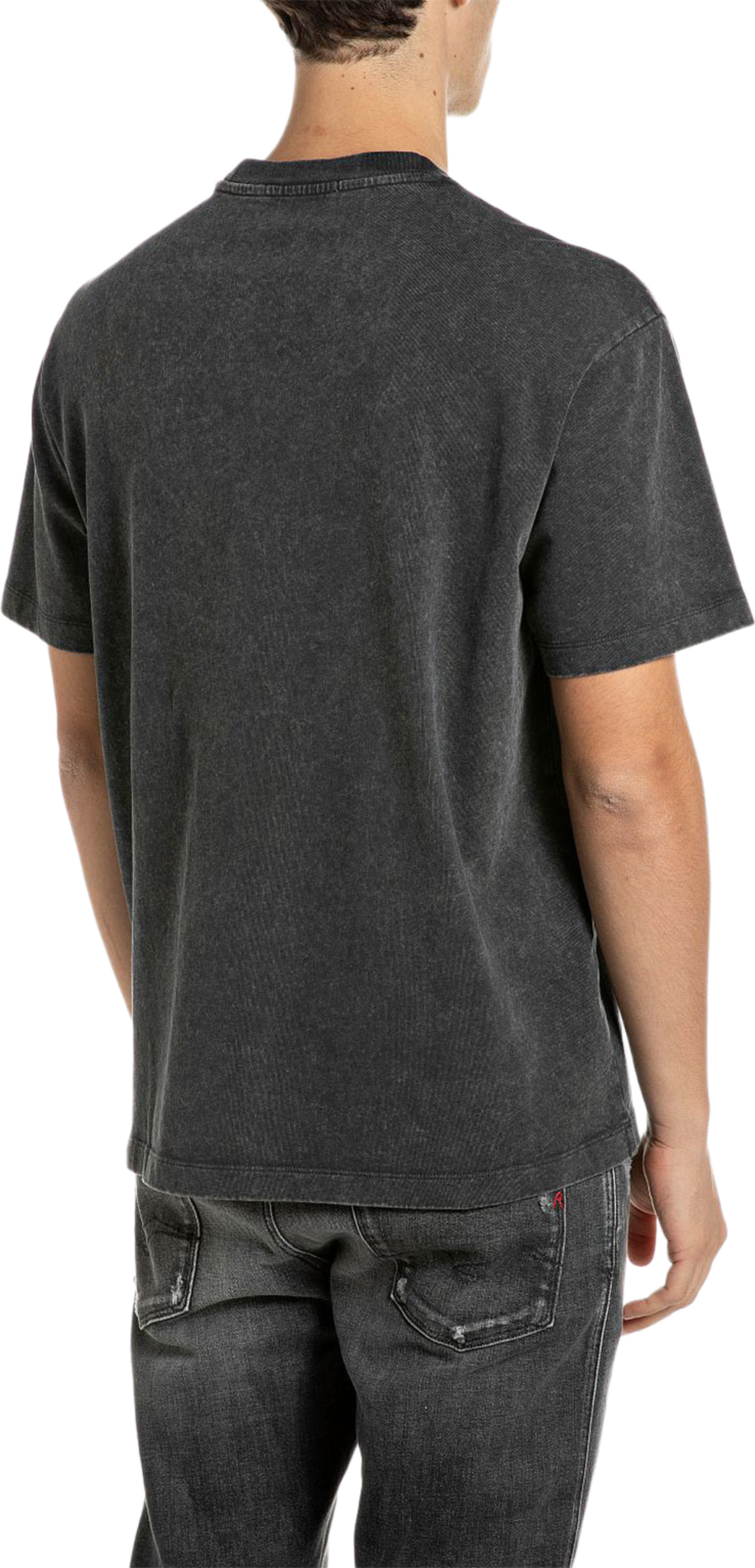 Relaxed Fit T-shirt with Tiger Print, från Replay, i färgen Raven. Klicka för att öppna bilden i stort format
