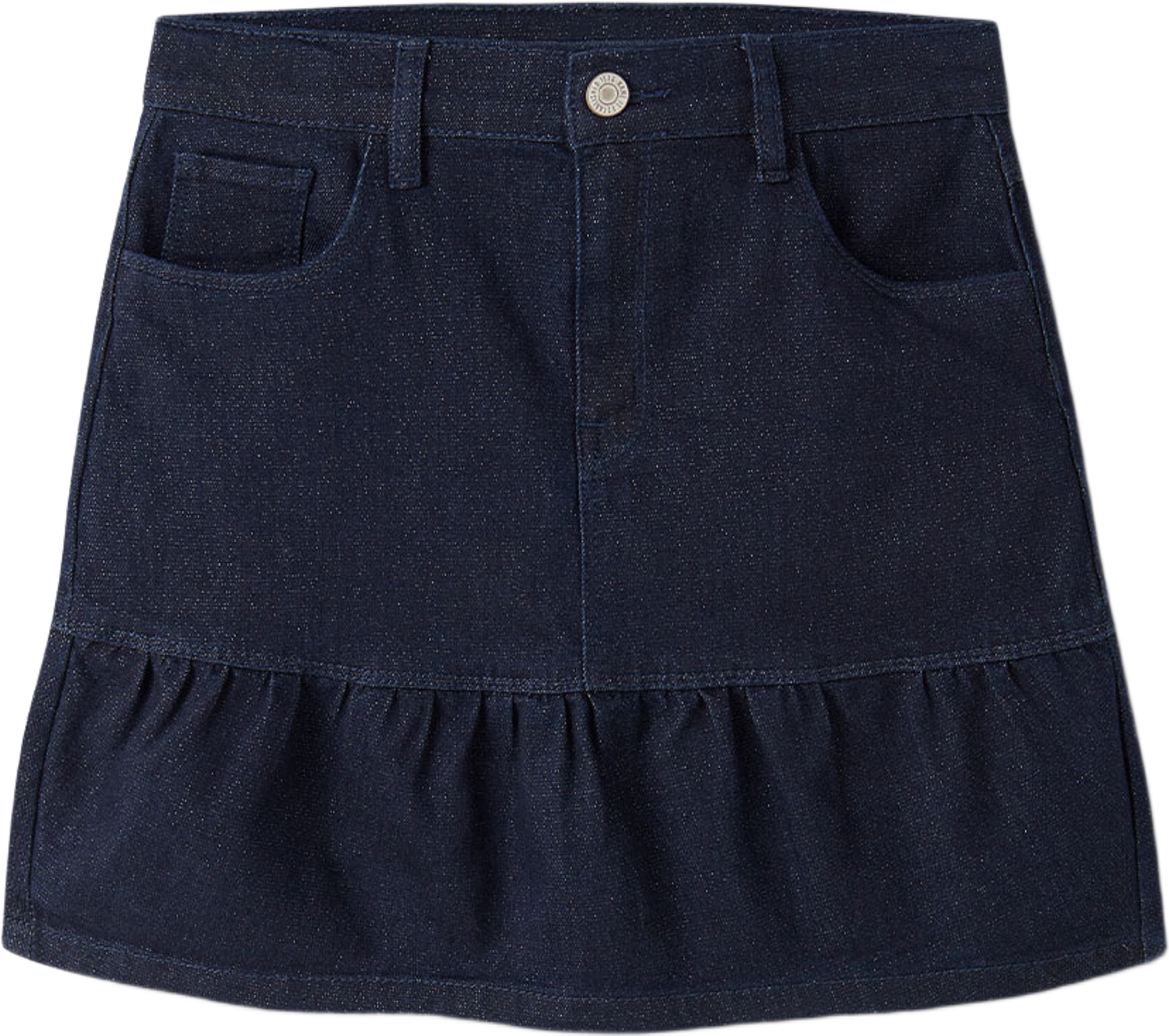 Liv Denim Glitter Skirt, från Name It, i färgen Dark Blue Denim. Klicka för att öppna bilden i stort format
