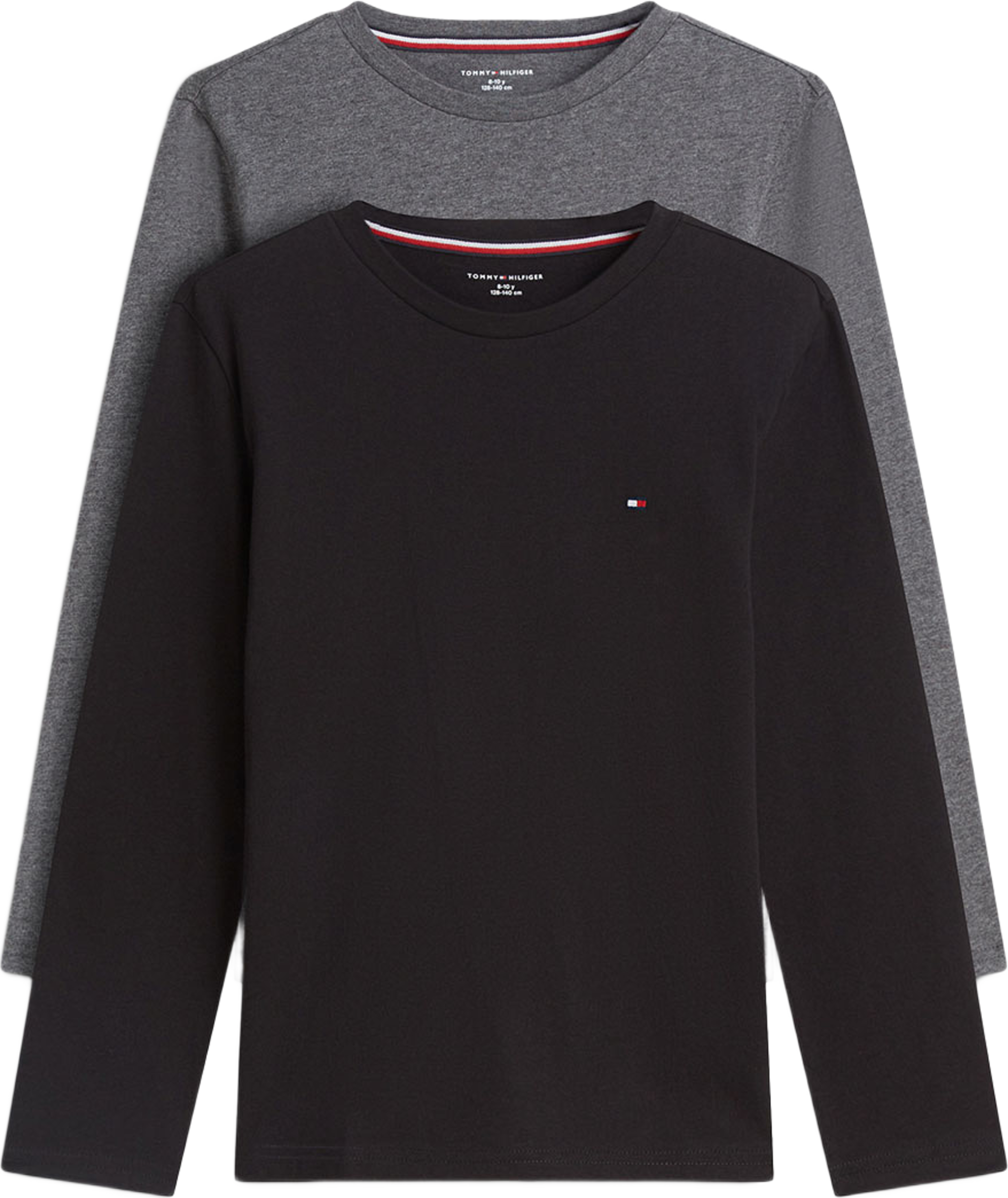 Långärmad t-shirt, 2-pack, från Tommy Hilfiger, i färgen Black / Dk Grey Heather. Klicka för att öppna bilden i stort format
