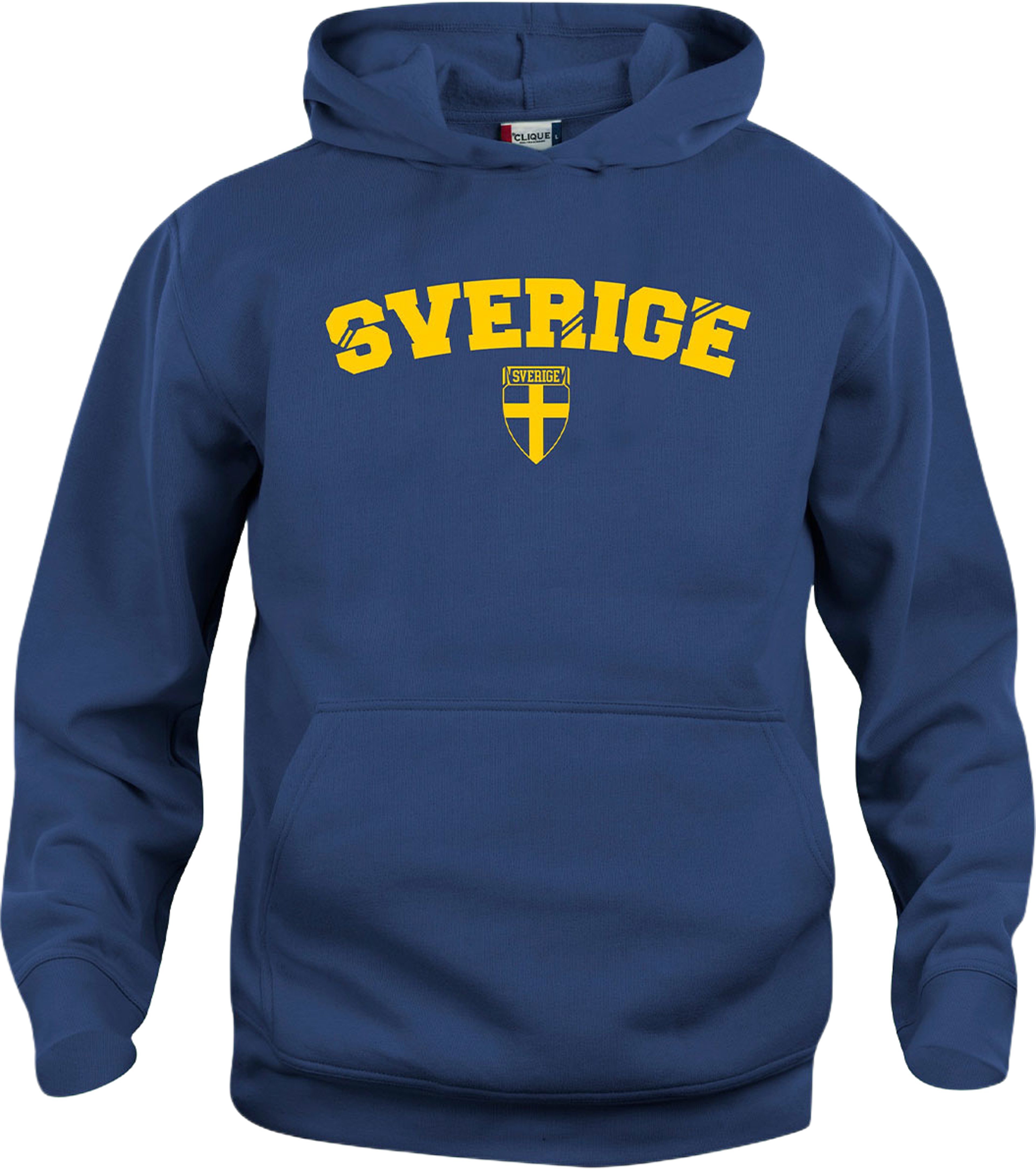 Sverige Hoody Junior, från Clique, i färgen Mörk Marin. Klicka för att öppna bilden i stort format