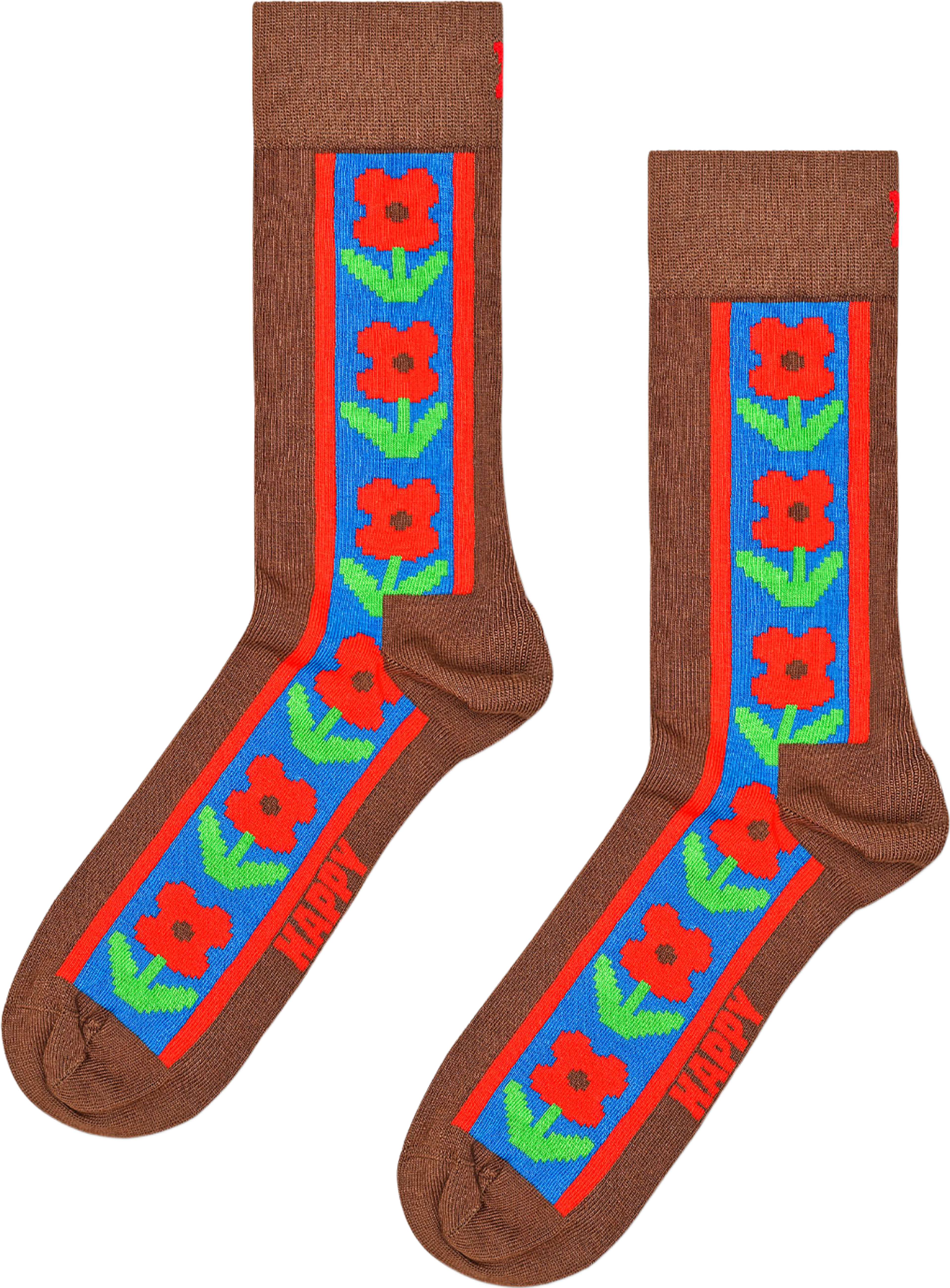 Vertical Flowers Sock, från Happy Socks, i färgen Brown. Klicka för att öppna bilden i stort format
