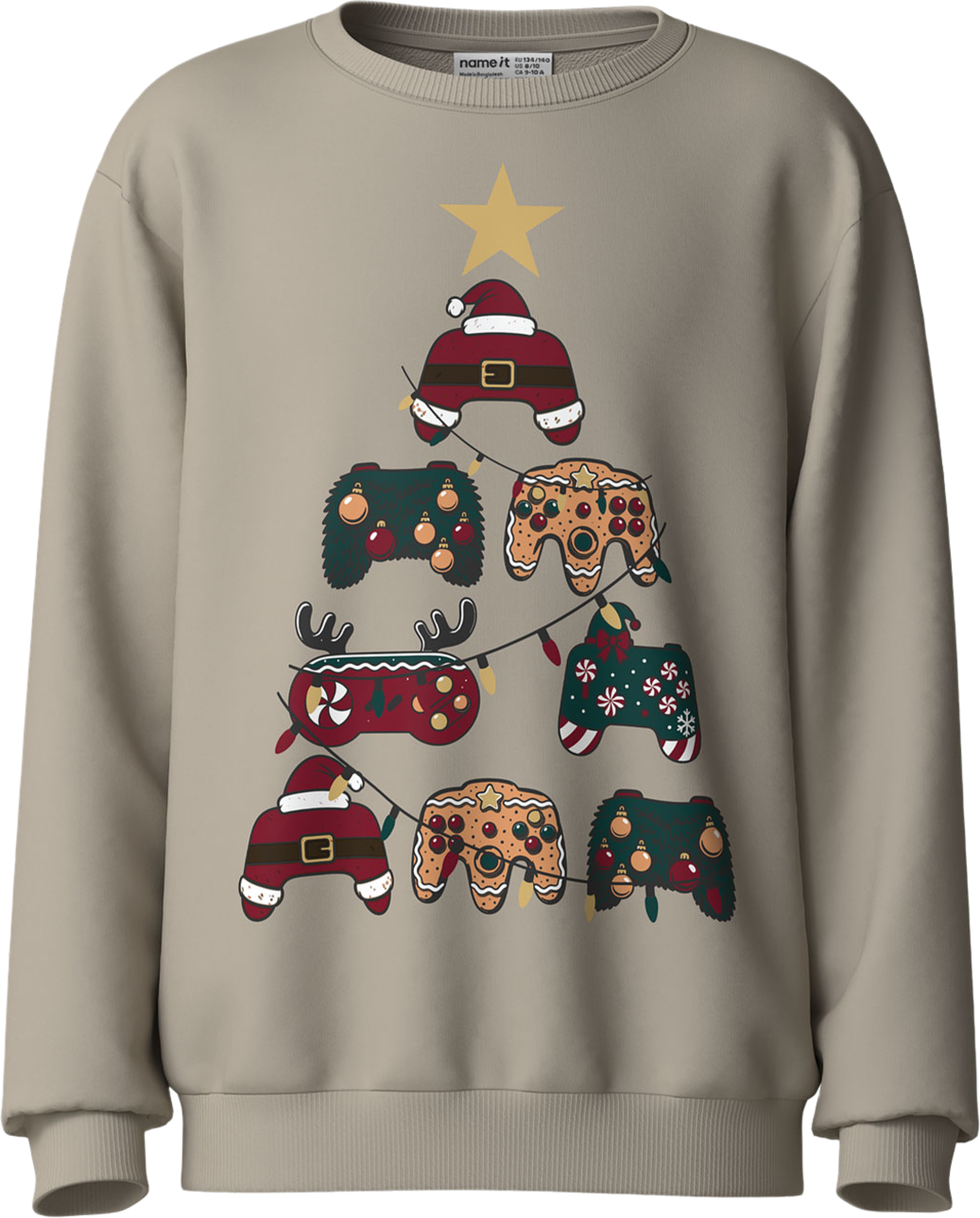Voluf Sweatshirt, från Name It, i färgen Island Fossil Controller Tree. Klicka för att öppna bilden i stort format