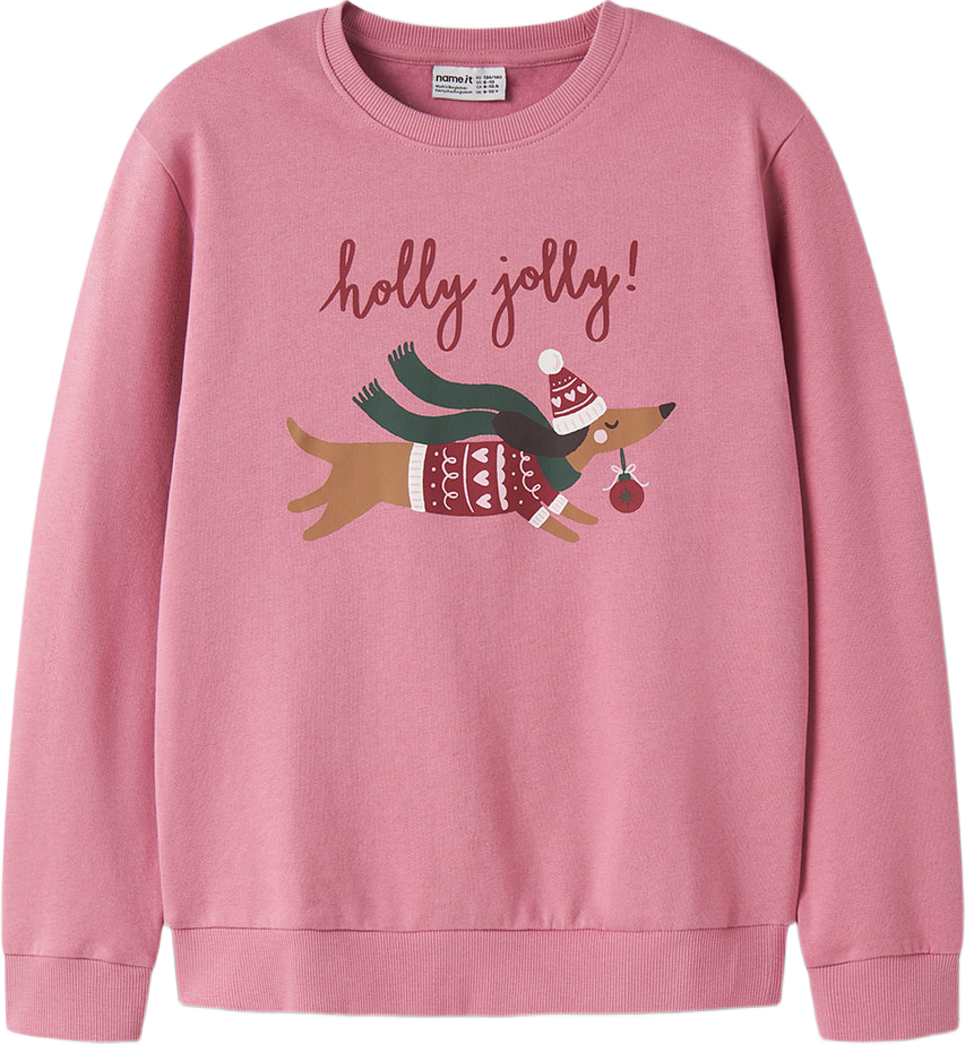 Vertrud Sweatshirt, från Name It, i färgen Wild Rose Holly Jolly. Klicka för att öppna bilden i stort format
