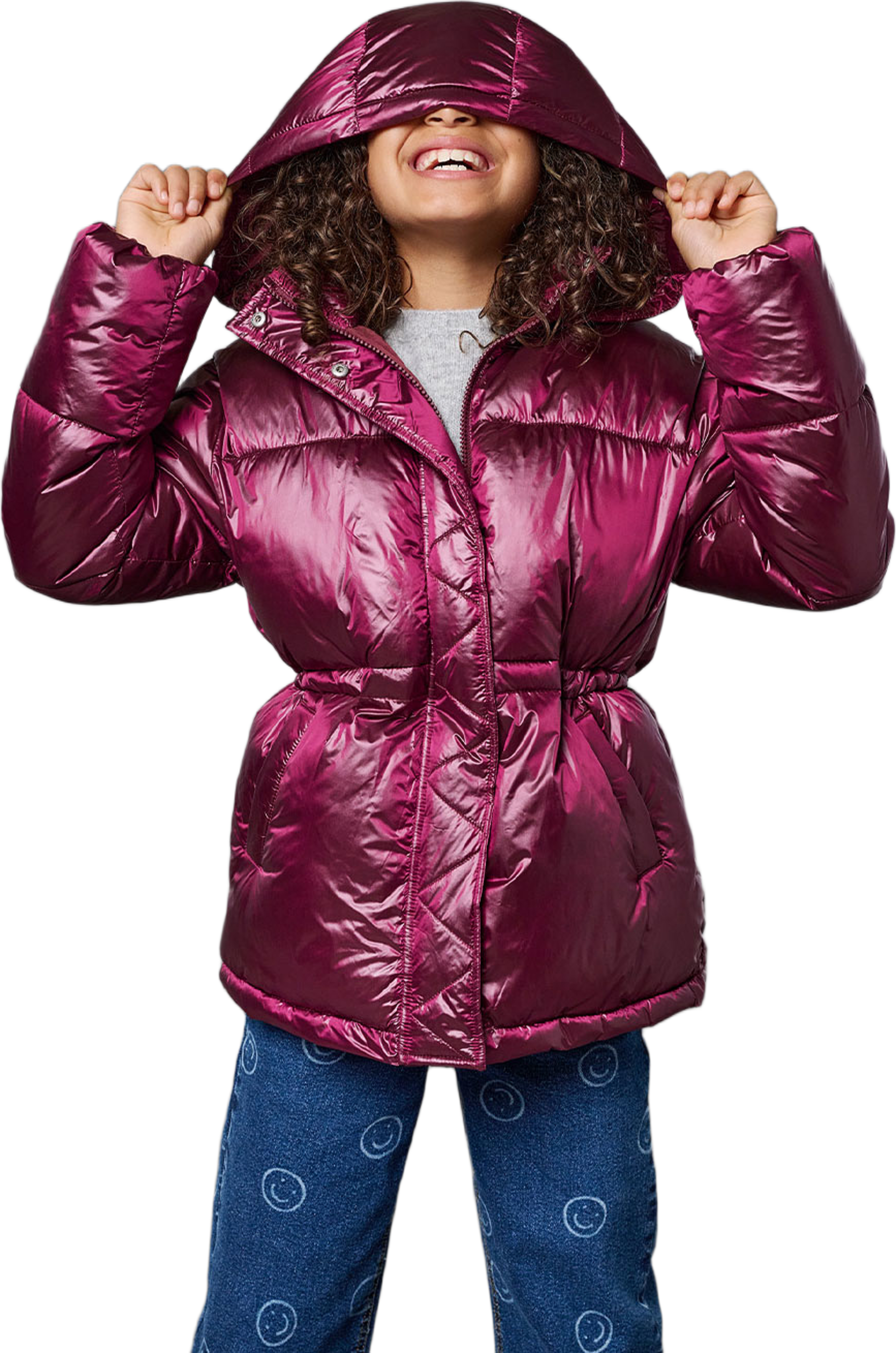 Berga Shiny Puffer Jacket, från Only, i färgen Fig. Klicka för att öppna bilden i stort format