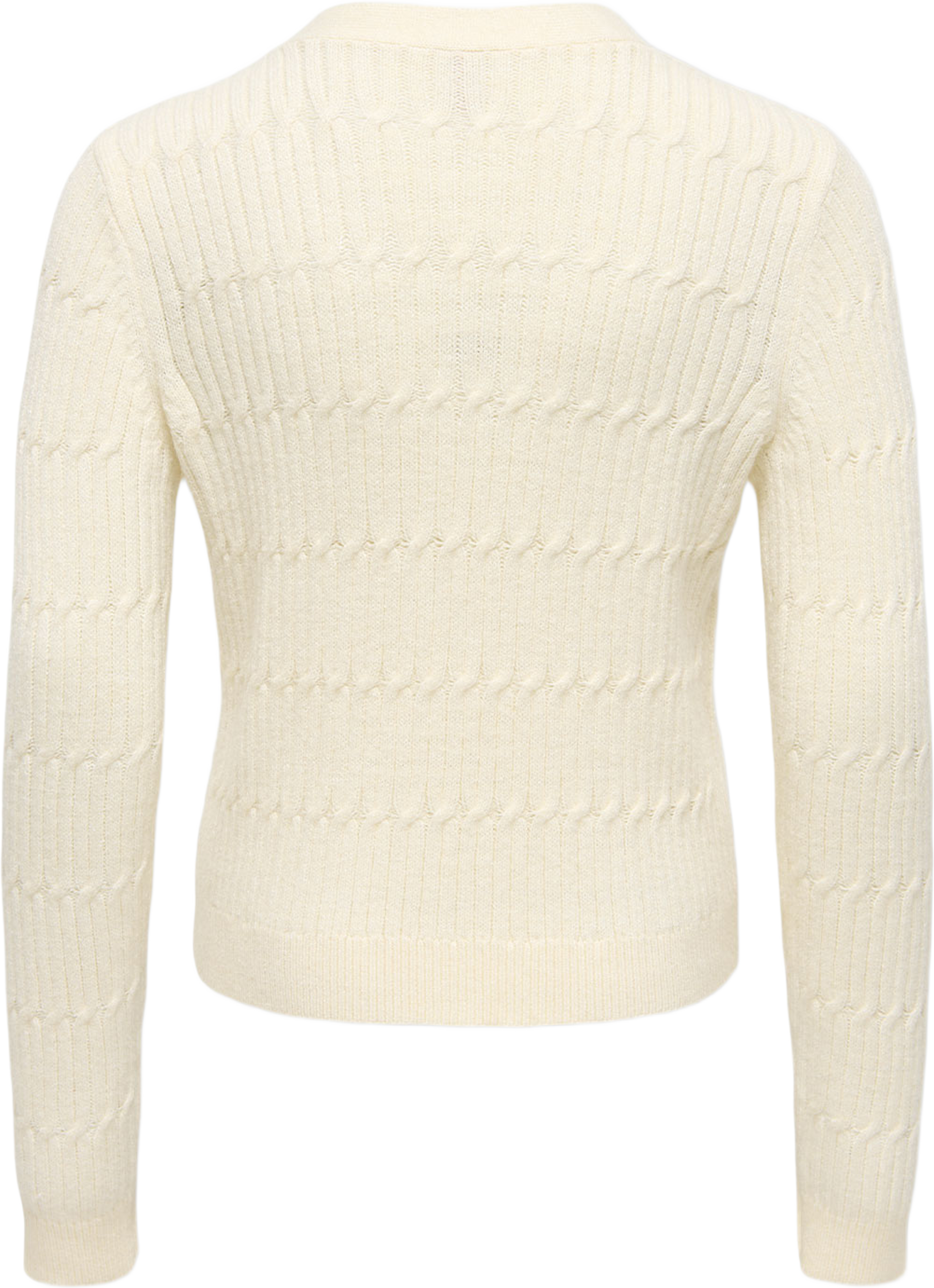 Katia Cable V-Neck Cardigan, från Only, i färgen Whitecap Gray Melange/Gold Heart Buttons. Klicka för att öppna bilden i stort format