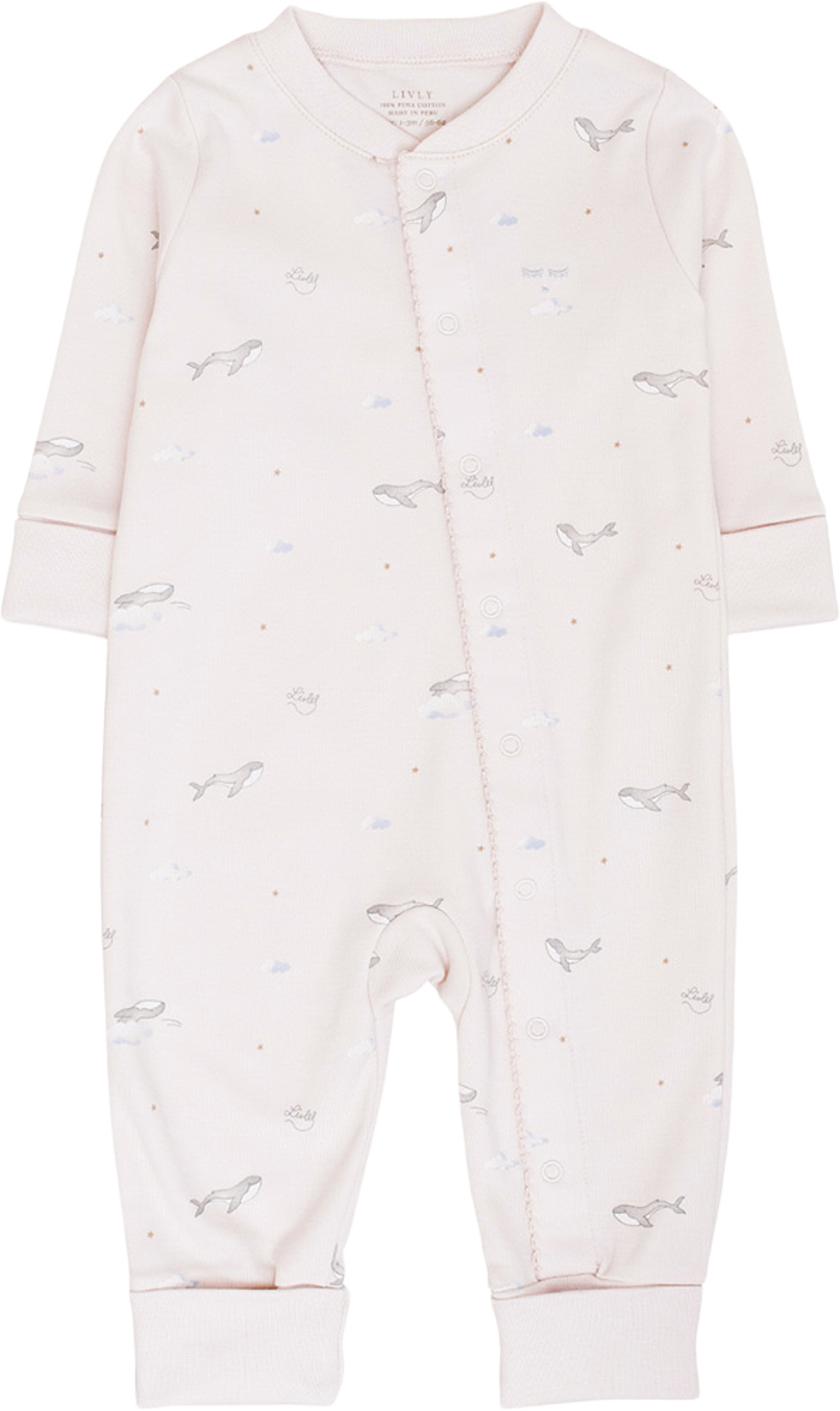 Whales Overall, från Livly, i färgen Pink. Klicka för att öppna bilden i stort format