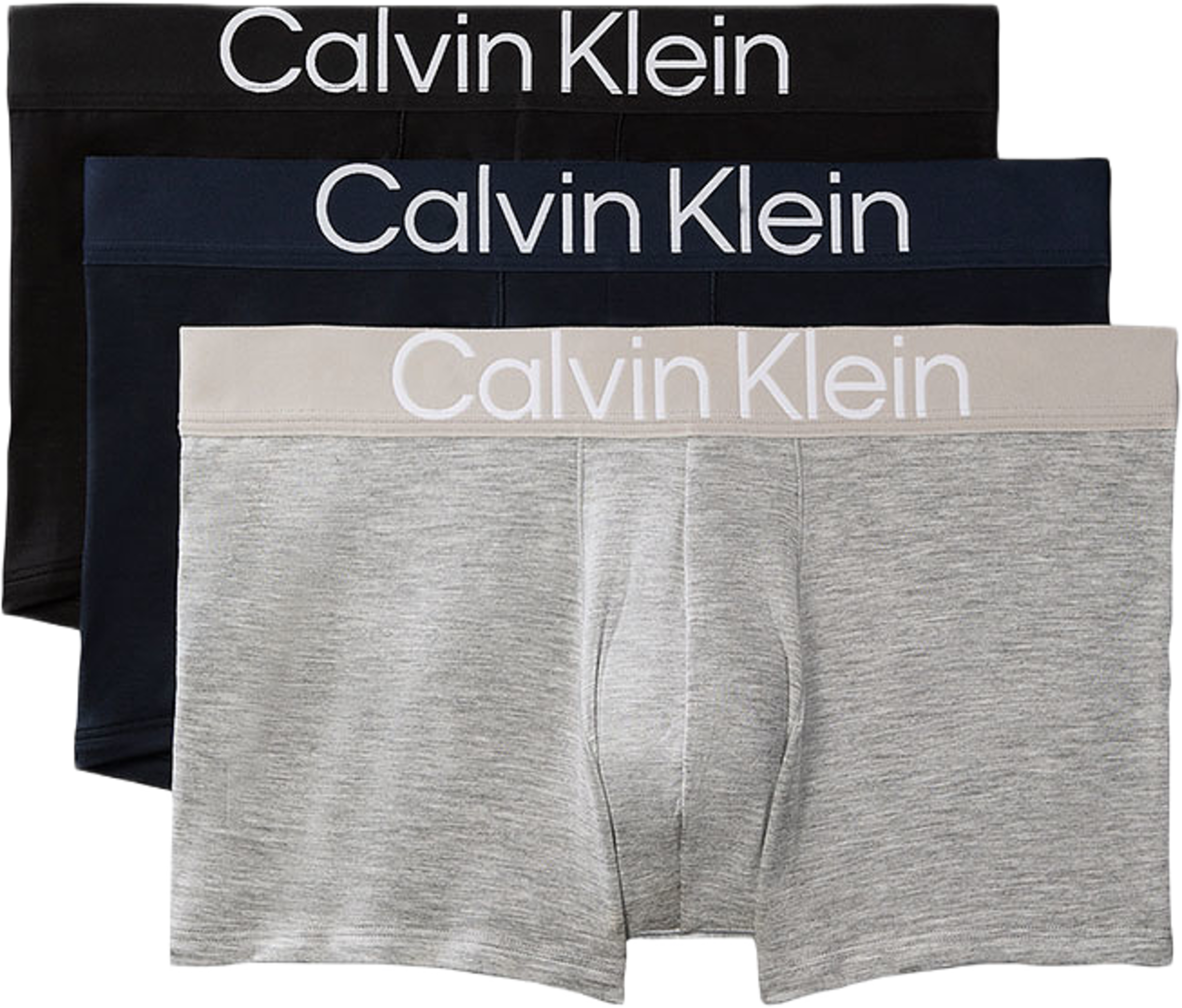 Trunk 3PK, från Calvin Klein, i färgen Black/Grey Heather/Dark Sapphire. Klicka för att öppna bilden i stort format