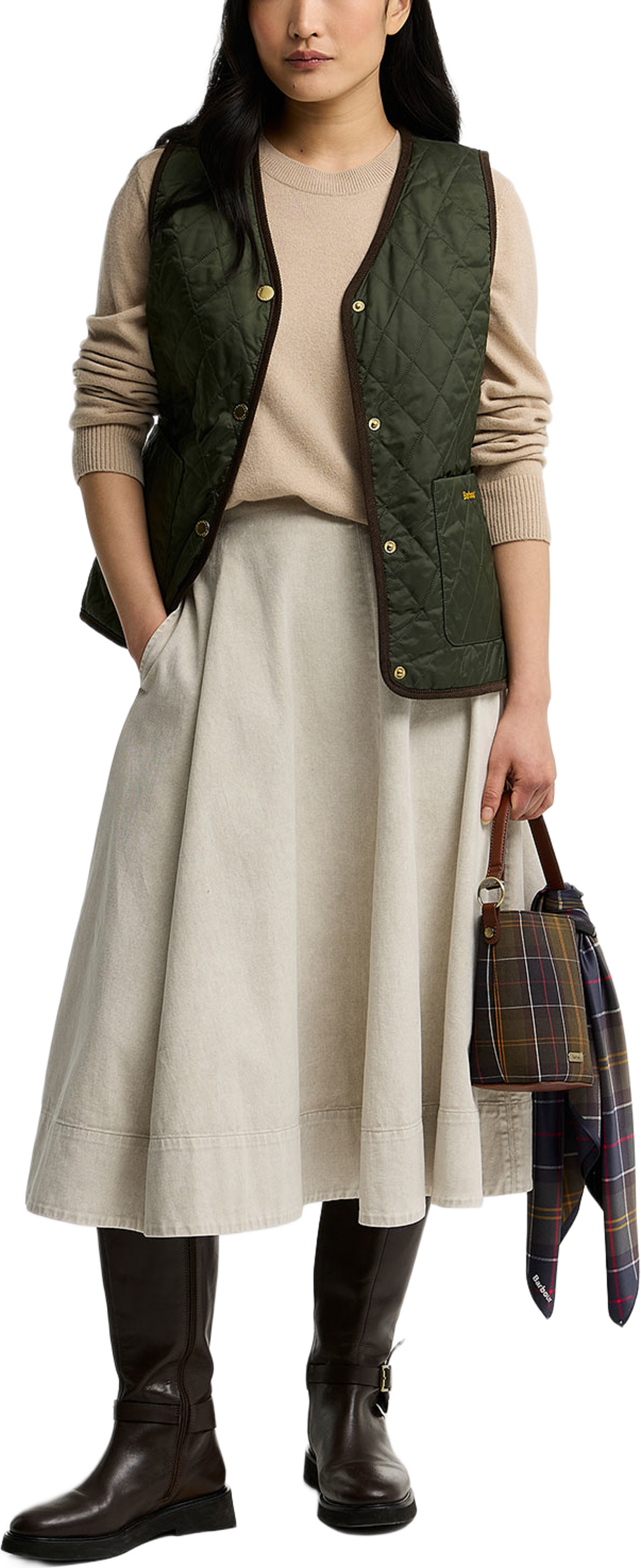 Barbour Tartan Reimagined Icons Reversible Tartan Liner, från Barbour, i färgen Olive/Classic. Klicka för att öppna bilden i stort format